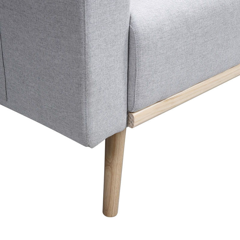 Easton - Linen Fabric Sofa With USB Charging Ports Pockets And Pillows - Light Gray