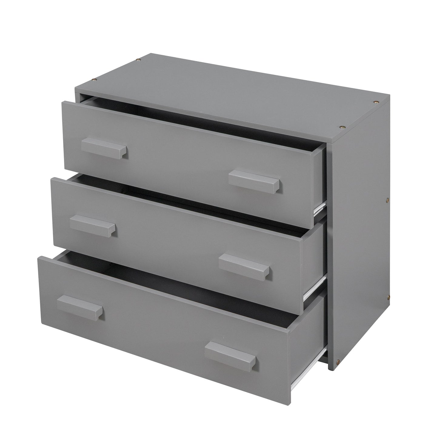 Twin Size Loft Bed With Cabinet And Shelf - Gray