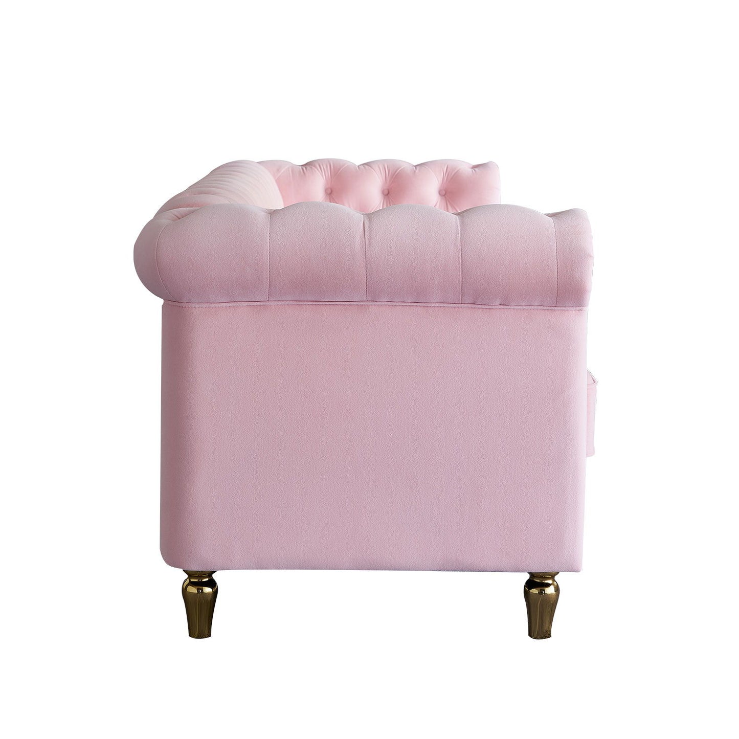 Chesterfield - Velvet Sofa 84.65" For Living Room - Pink