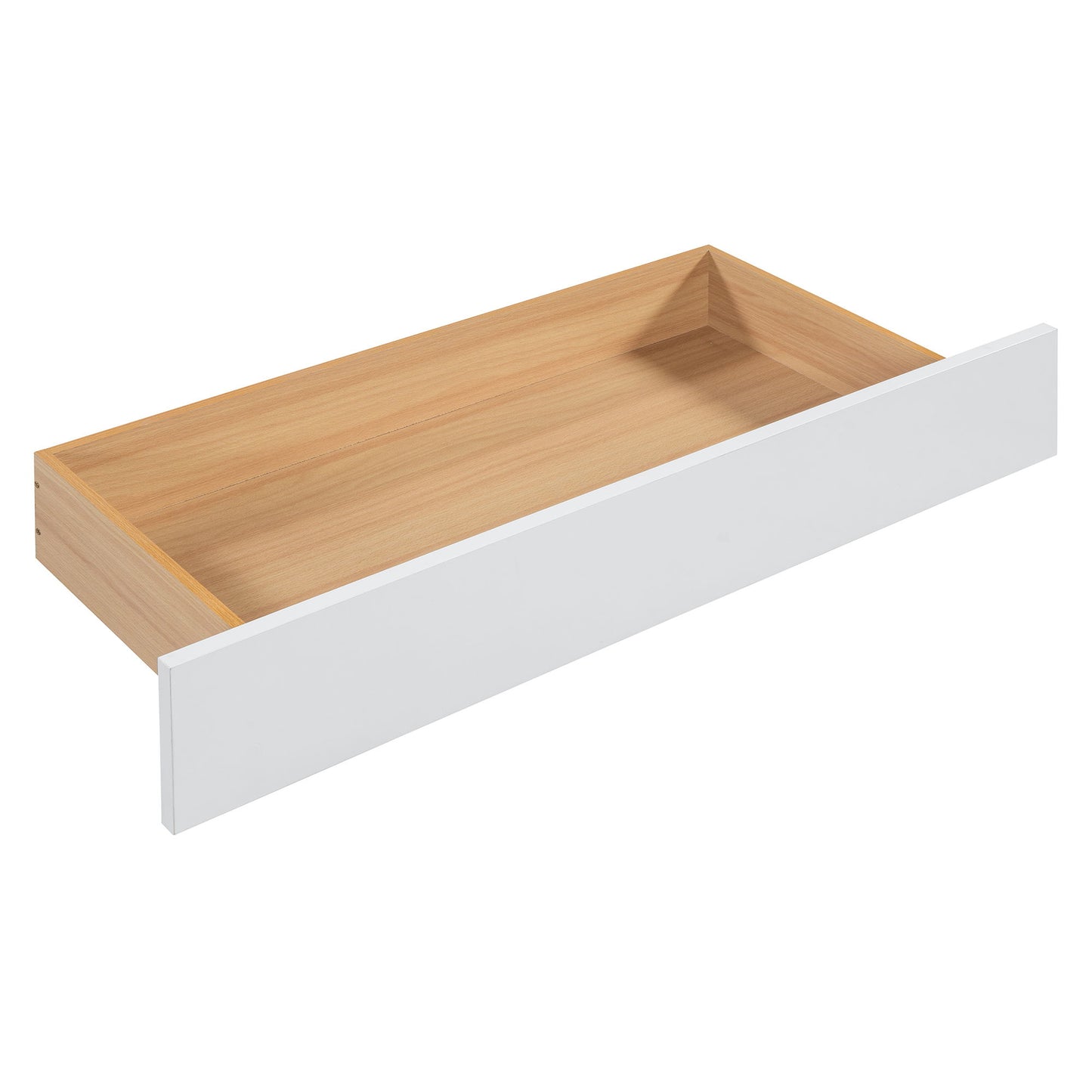 Queen Size Storage Platform Bed, With 2 Big Drawers, Twin Long Size Trundle - White