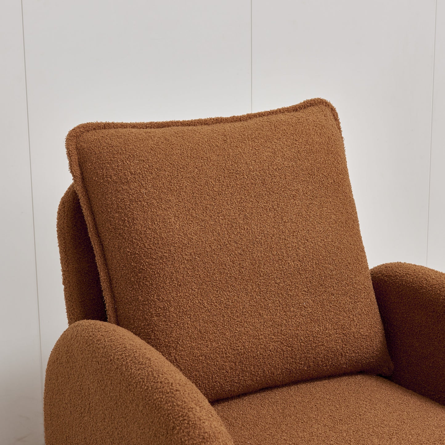 Modern Sherpa Upholstered Accent Chair, Comfortable Living Room Armchair, Lounge Chair For Bedroom, And Office - Orange