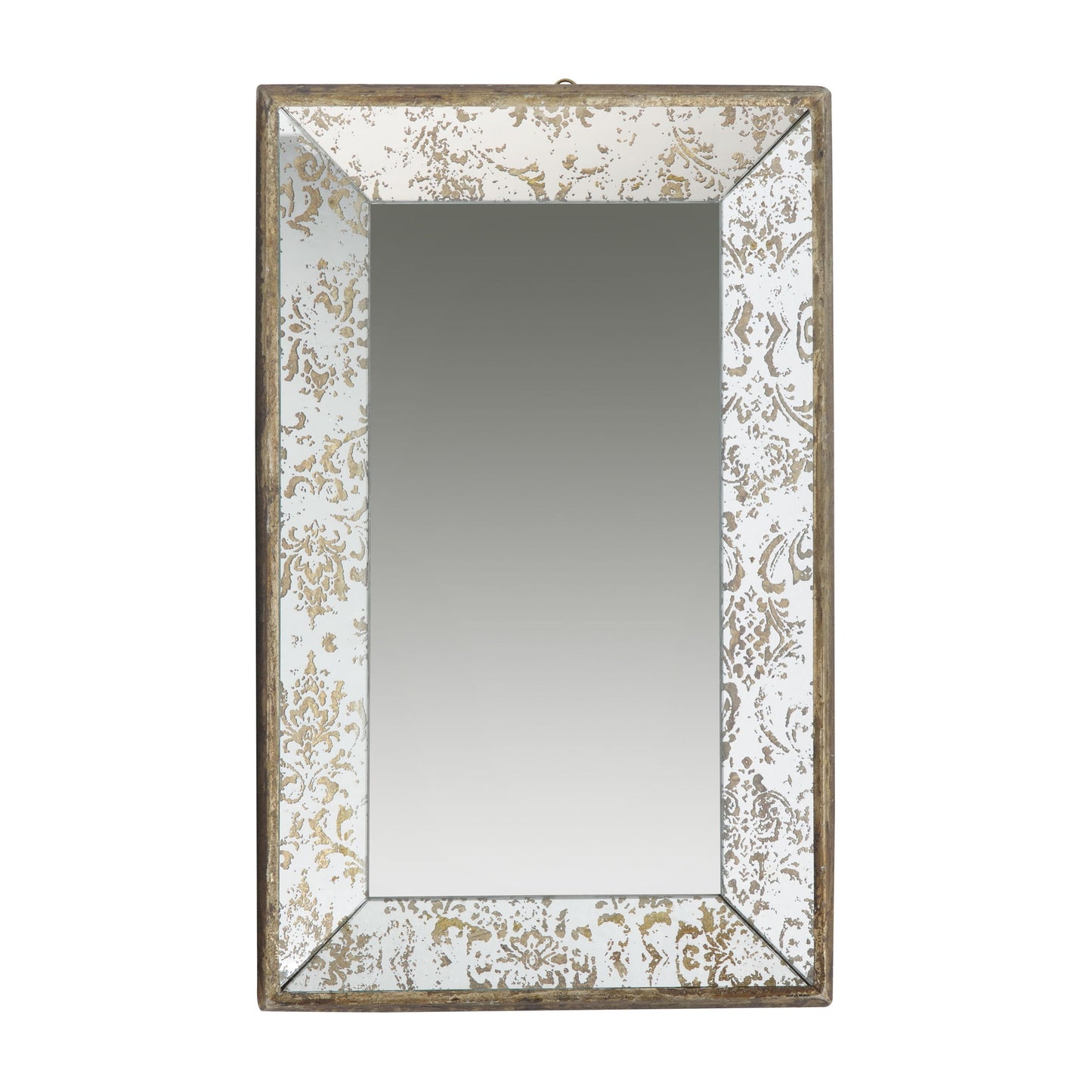Antique Rectangle Mirror With Floral Accents, Mirrored Display Tray, Wall Mirror - Silver