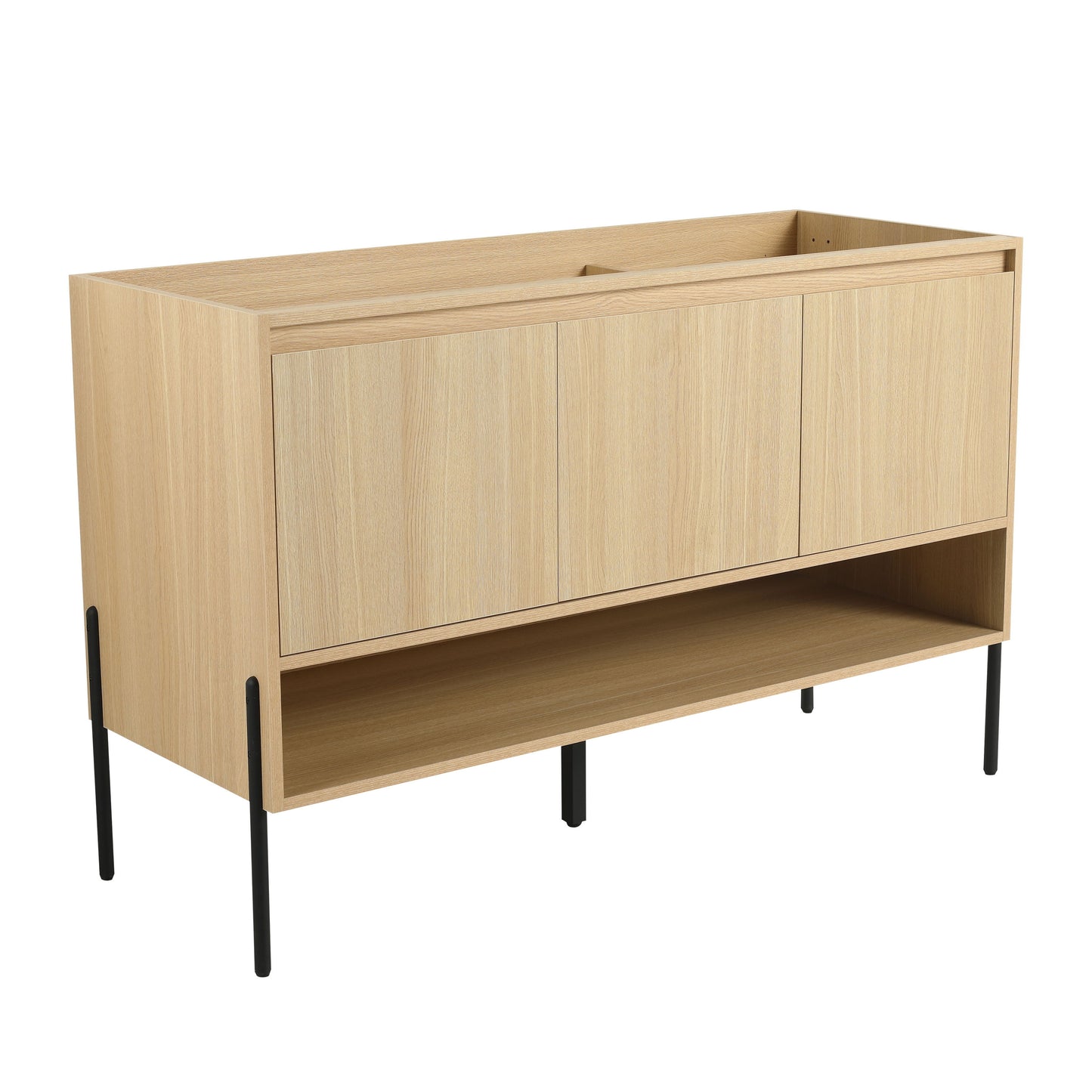 Minimalist 48" Freestanding Bathroom Vanity With 3 Soft Close Cabinet Doors - Oak