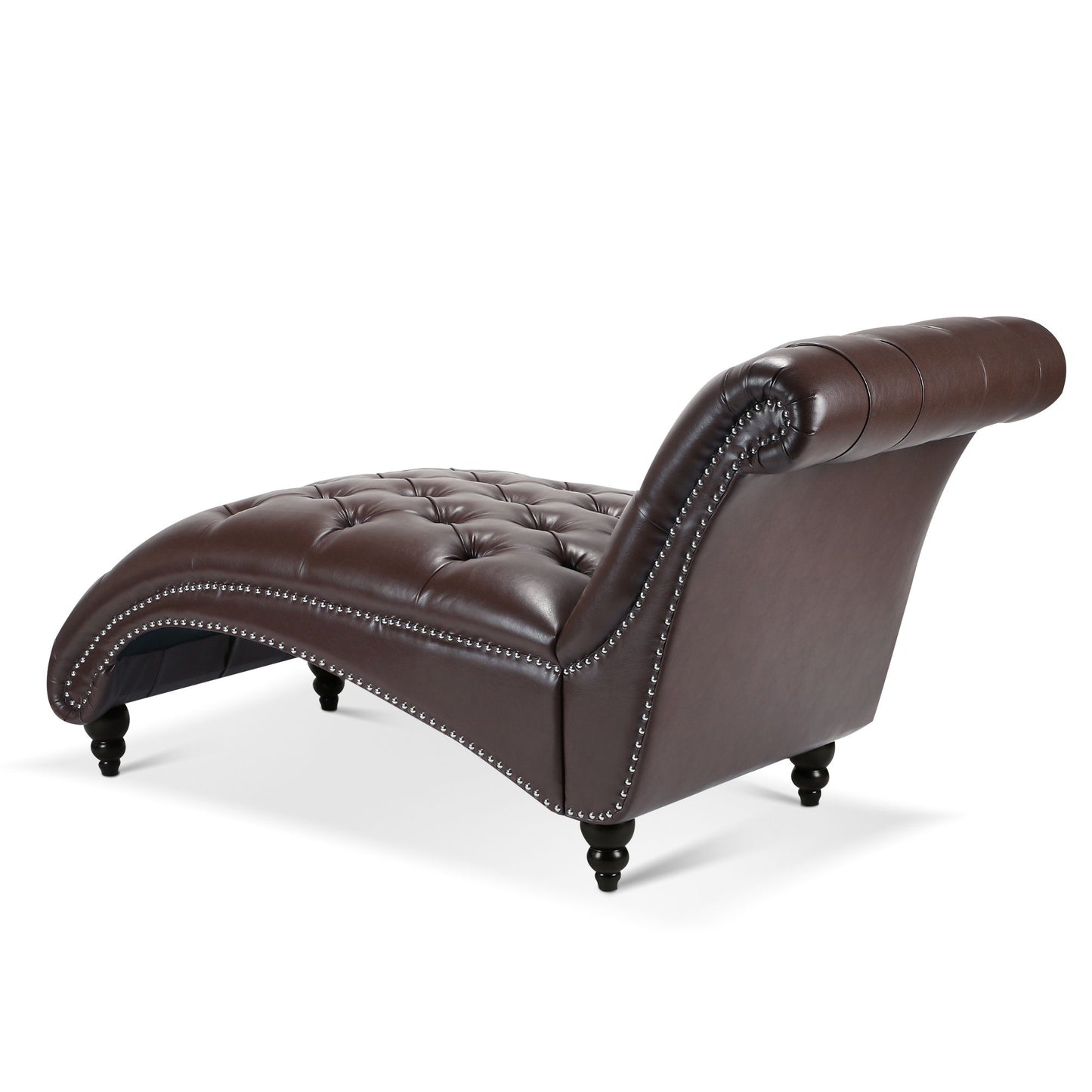 Tufted Armless Chaise Lounge - Dark Brown