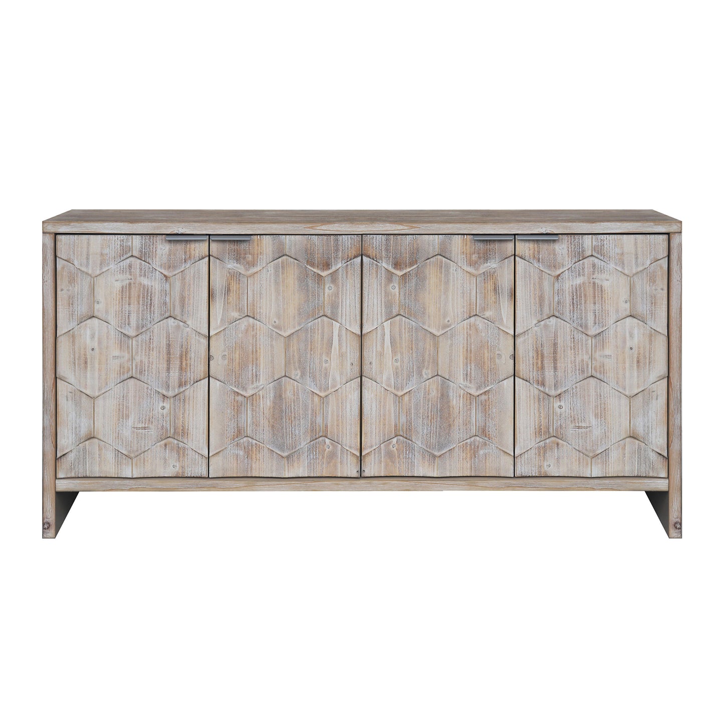 Accent Cabinet Farmhouse Style 4 Door Wooden Cabinet Sideboard Buffet Server Cabinet Storage Cabinet, For Living Room, Entryway, Hallway, Office, Kitchen And Dining Room - Natural Wood Wash