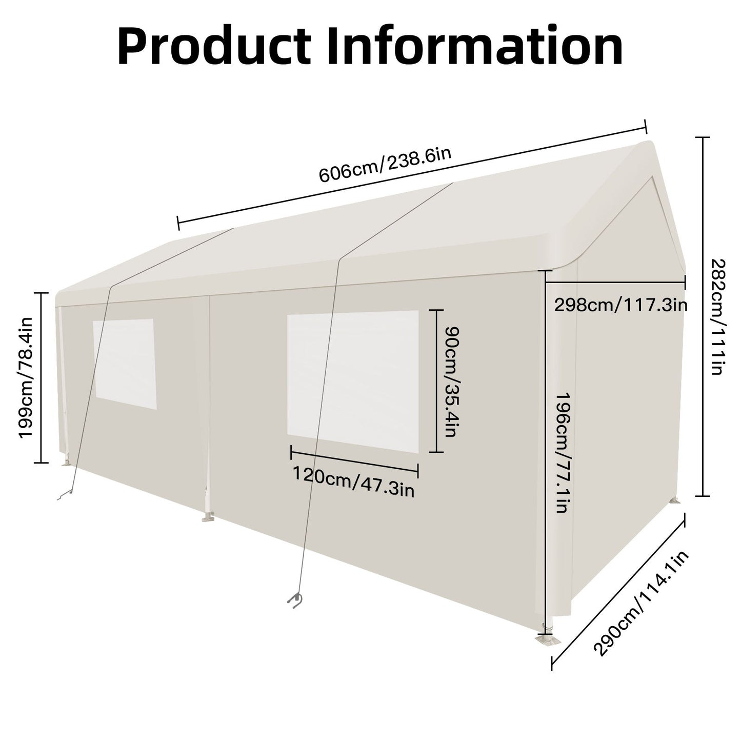 Carport, 10x20 Heavy Duty Portable Carport Garage Tent For Outdoor Storage Shelter - White
