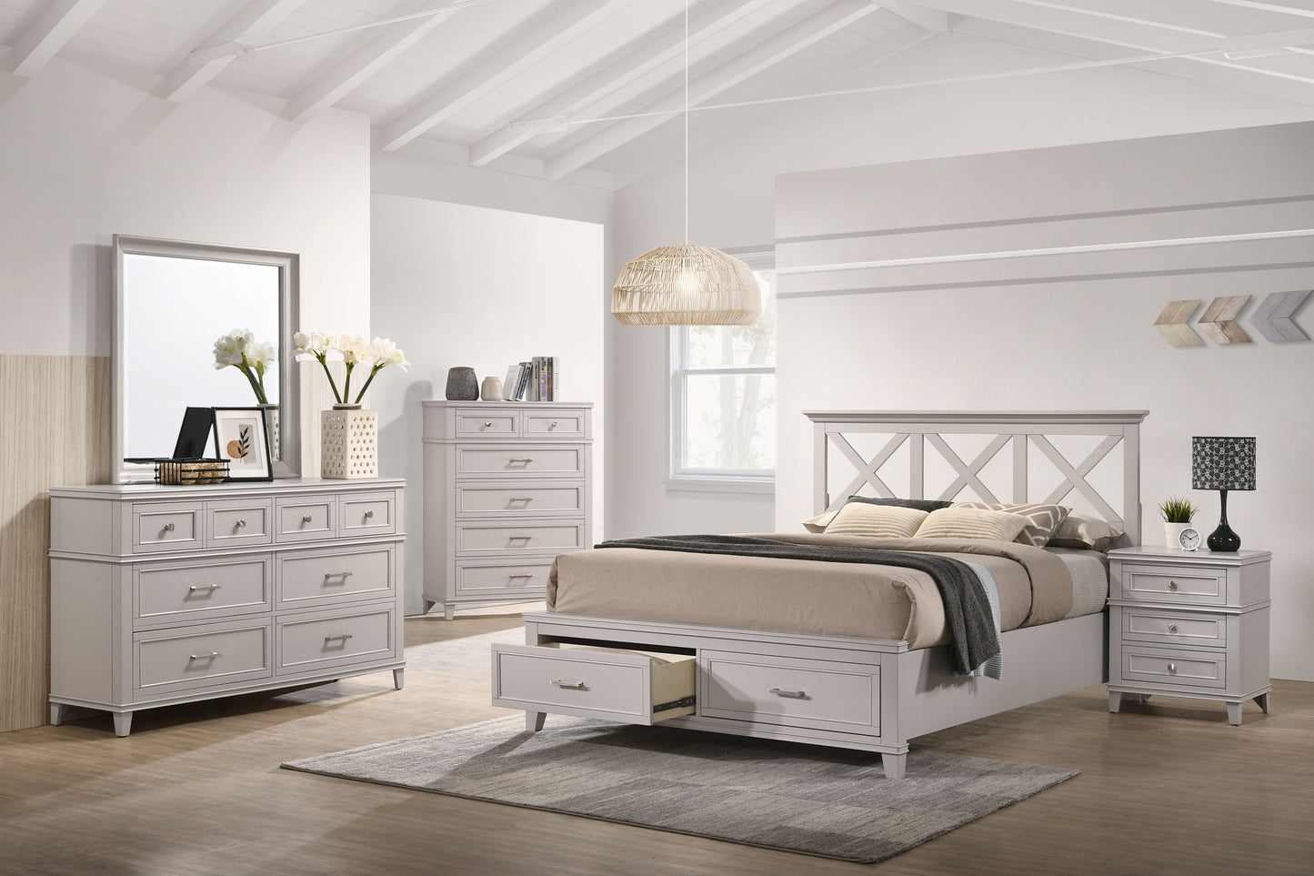 King X Storage Bed - Gray