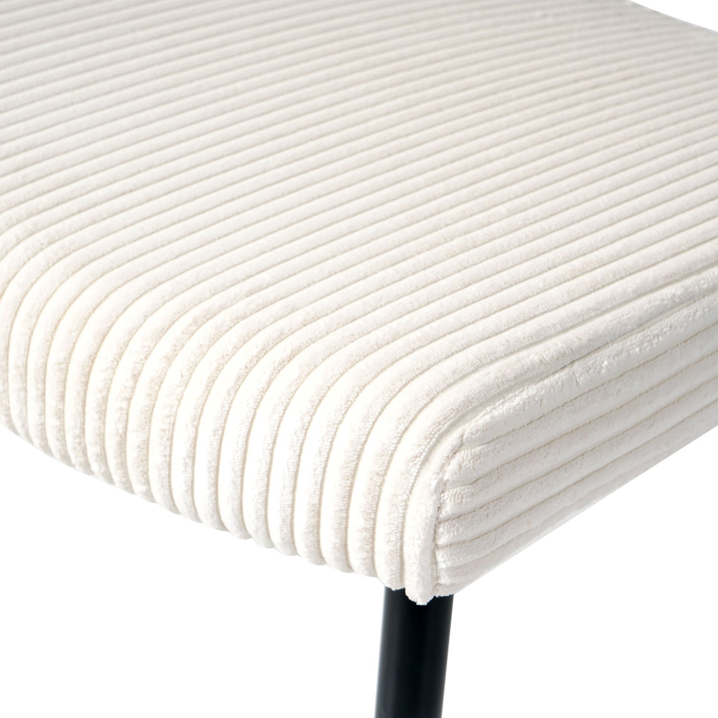 Modern Dining Chair Fabric Upholstered Chairs With Black Metal Legs For Home And Bedroom (Set of 2) - Beige