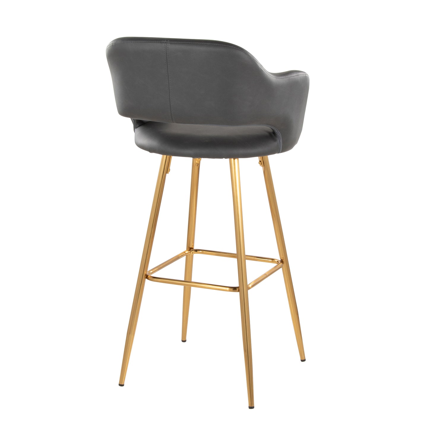 Margarite - Contemporary Fixed Height Barstool With Square Footrest (Set of 2) - Gold / Gray Gold