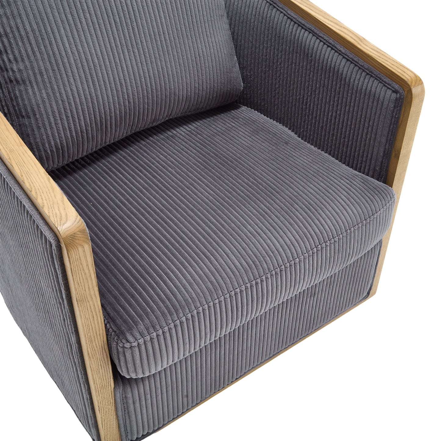 Corduroy Swivel Barrel Chair, Comfortable Accent Sofa, 360 Degree Swivel - Dark Gray