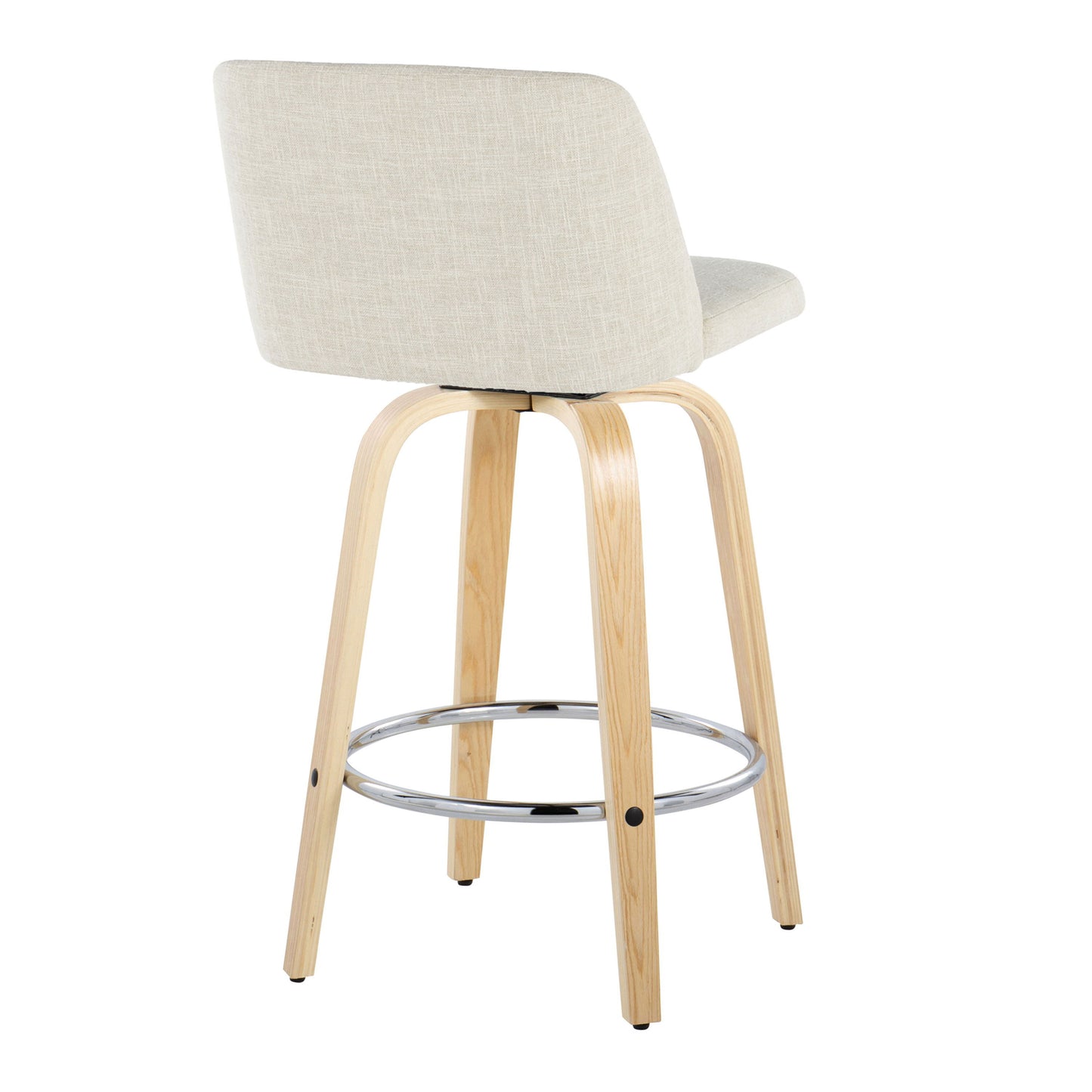 Toriano - Contemporary Fixed Height Counter Stool Swivel With Round Footrest (Set of 2) - Cream / Natural