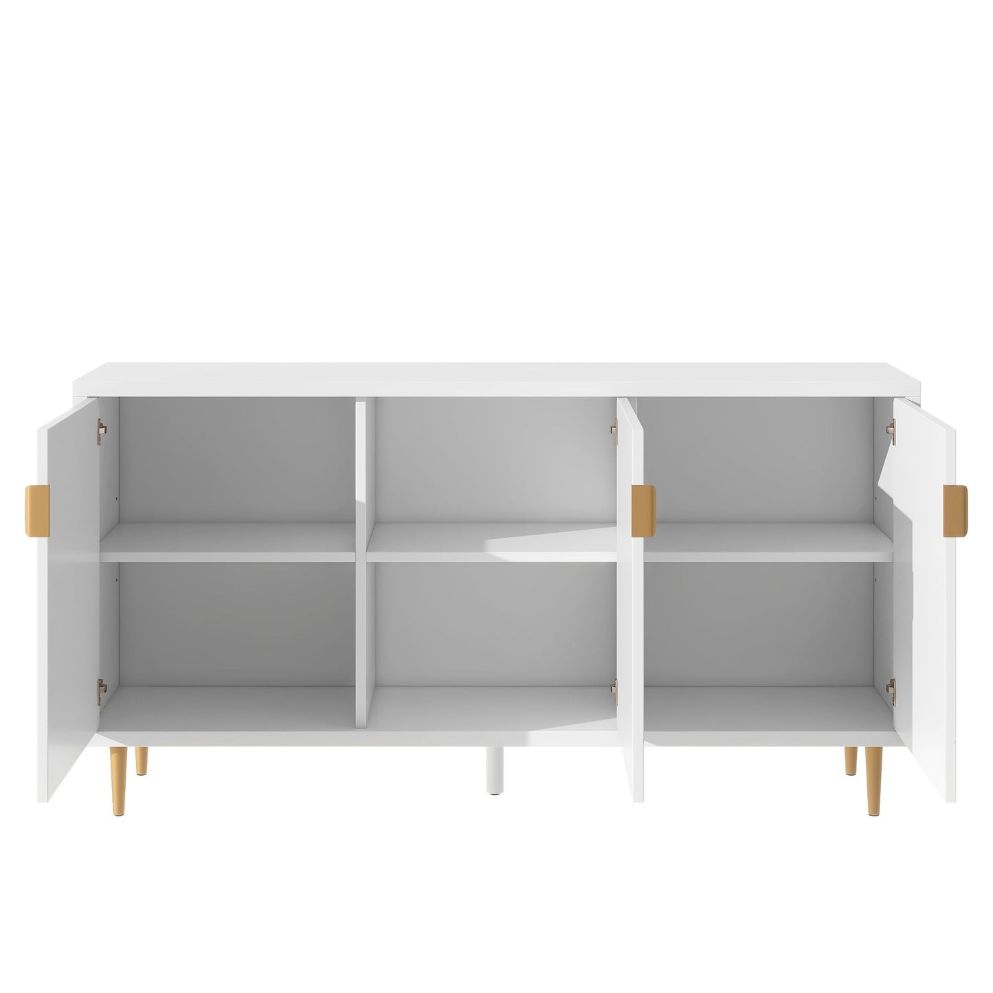 Modern TV Stand With 3 Doors And Adjustable Shelves For Living Room, Fits TVs Up To 70" - White