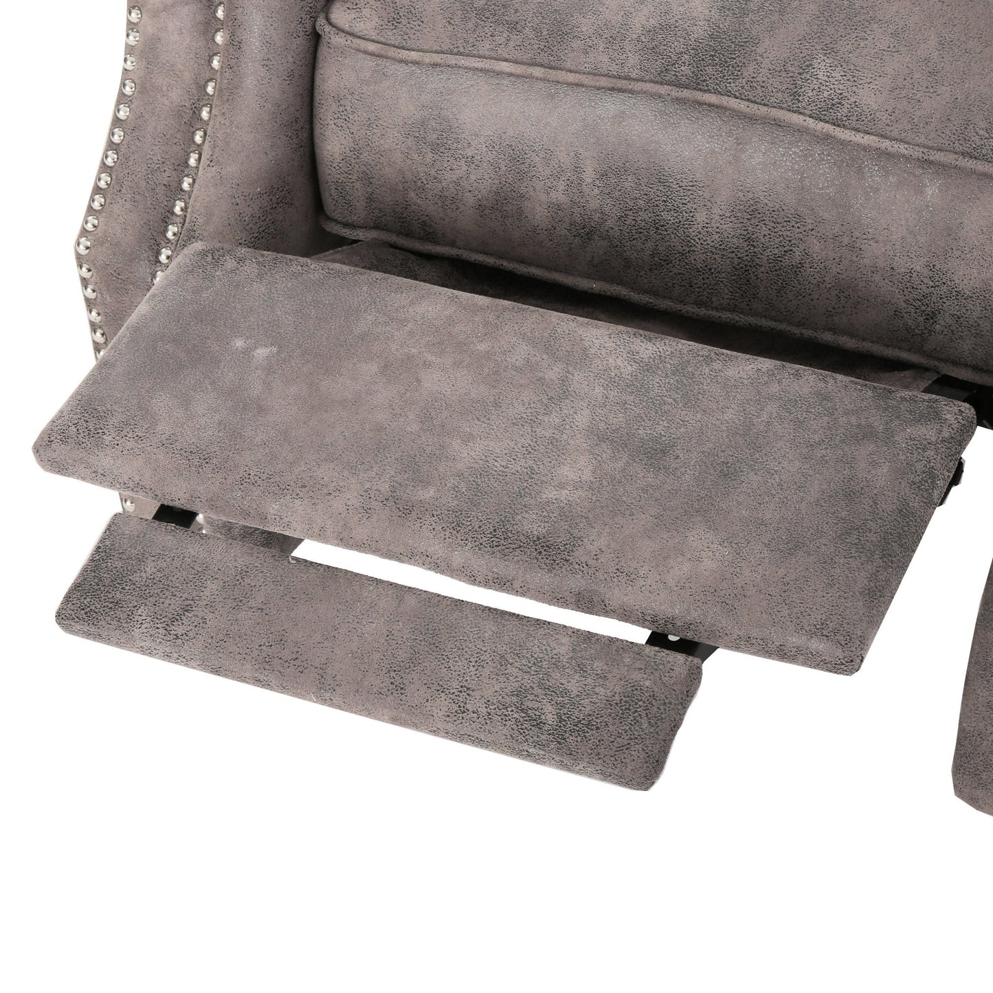 Accented Push Back Recliner Chair With Rolled Arms, Cocooning Comfort - Brown Gray