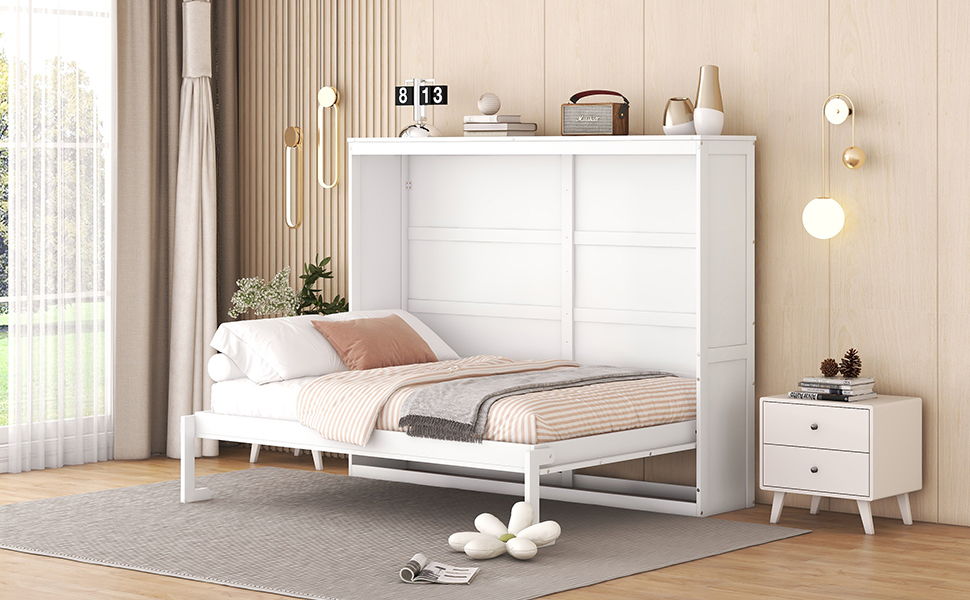 Full Size Murphy Wall Bed - White