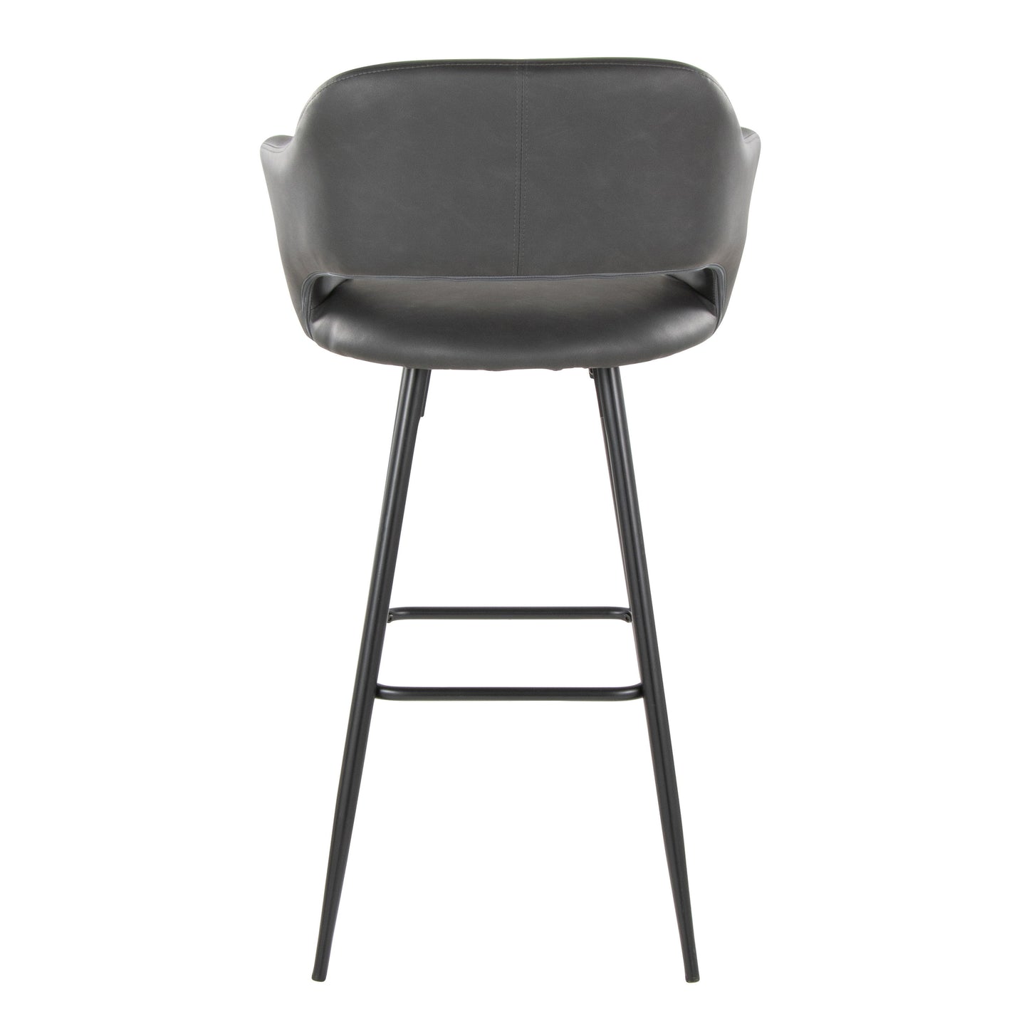 Margarite - Contemporary Fixed Height BarStool With Square Footrest (Set of 2) - Black / Gray