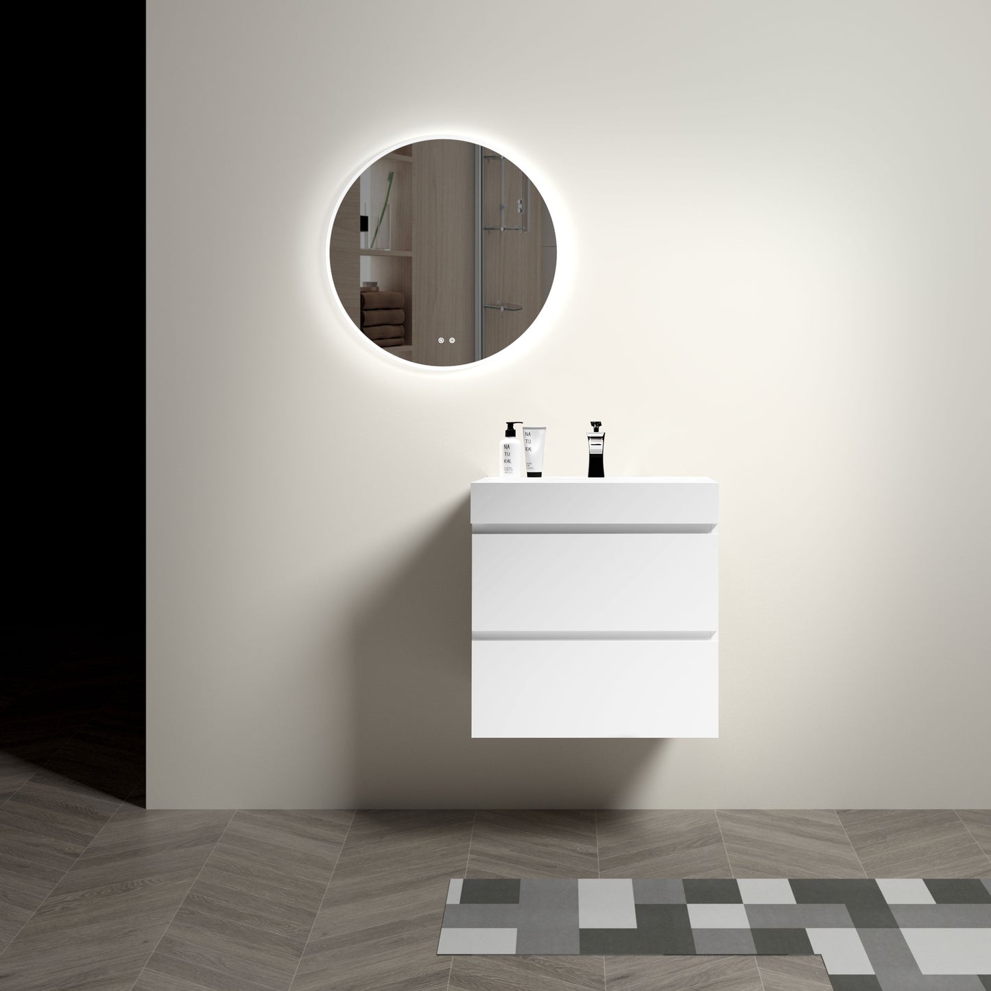 Alice - 24" Bathroom Vanity With Sink, Large Storage Wall Mounted Floating Bathroom Vanity For Modern Bathroom, One-Piece Sink Basin Without Drain And Faucet - White