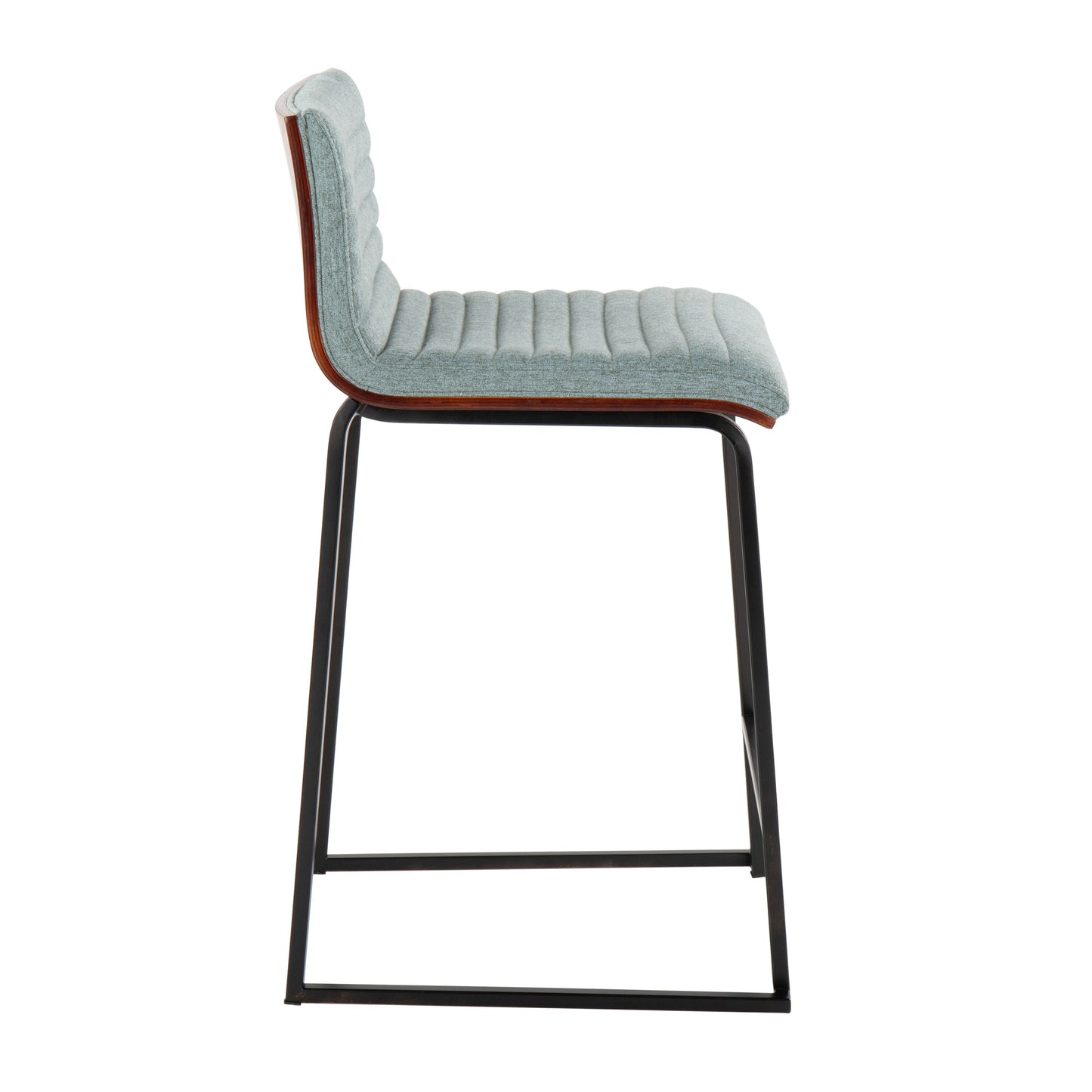 Mason Mara - Contemporary Fixed Height Counter Stool (Set of 2) - Black / Walnut / Green