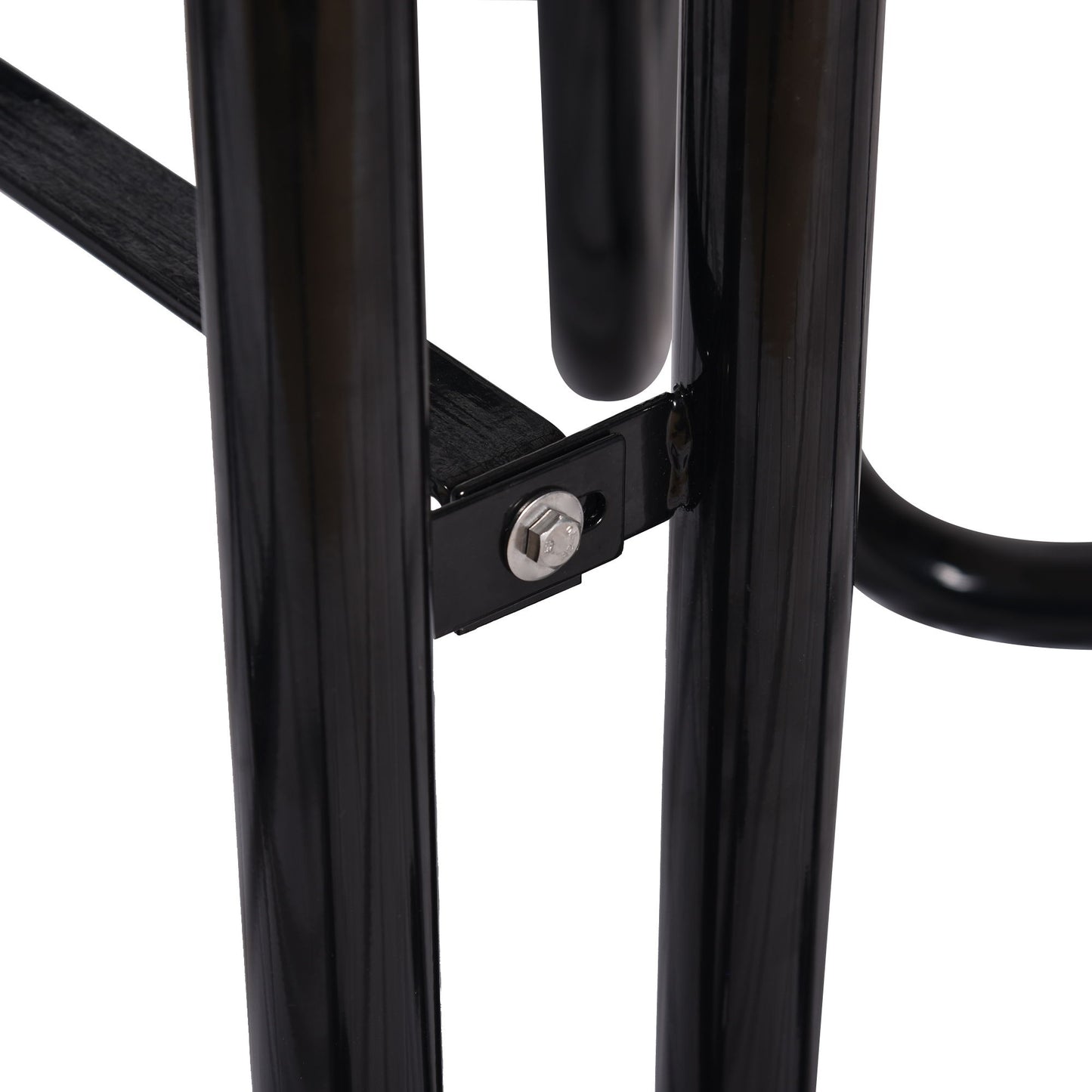 Round Outdoor Steel Picnic Table, With Umbrella Pole - Black
