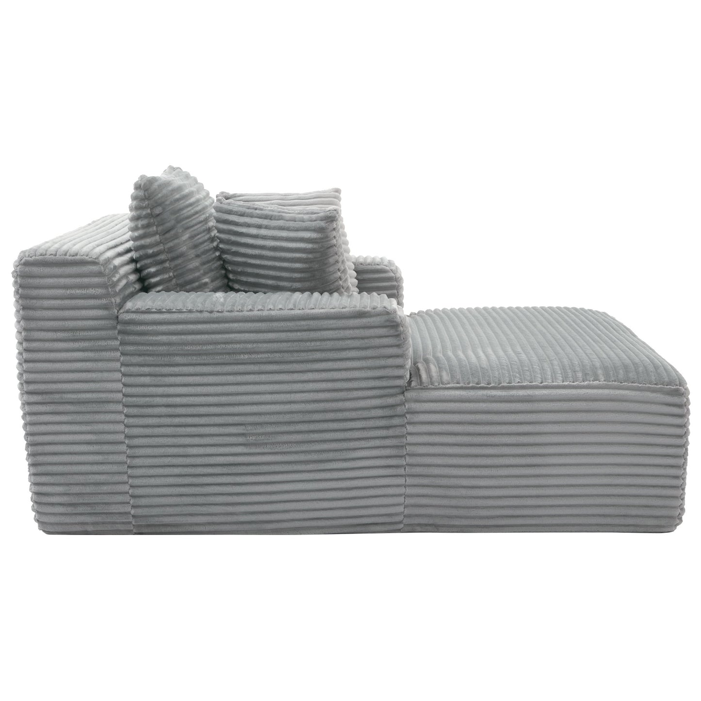 Modern Full Compressed Chaise Lounge Sofa Bed With Removable Pillows, Upholstered - Gray