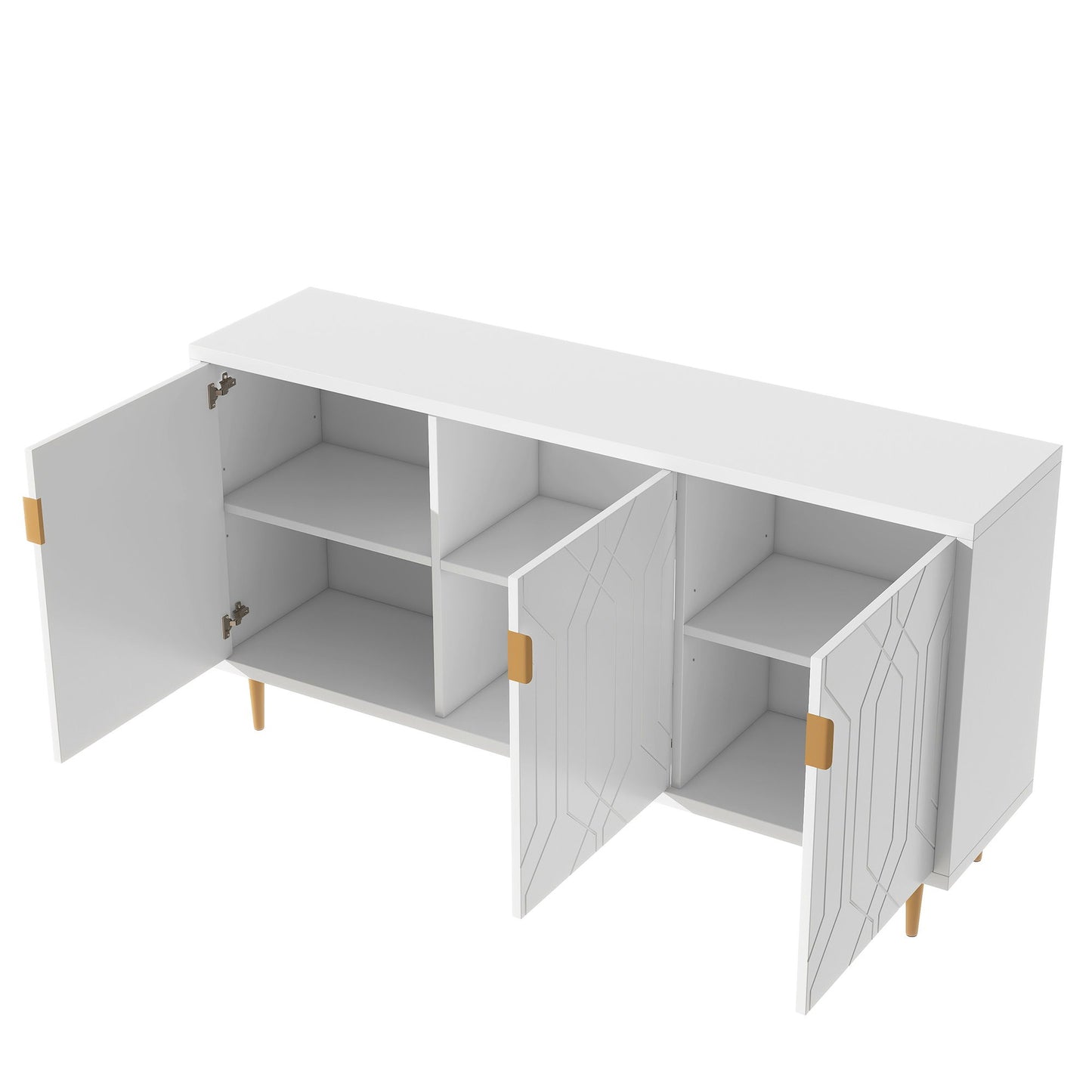 Modern TV Stand With 3 Doors And Adjustable Shelves For Living Room, Fits TVs Up To 70" - White