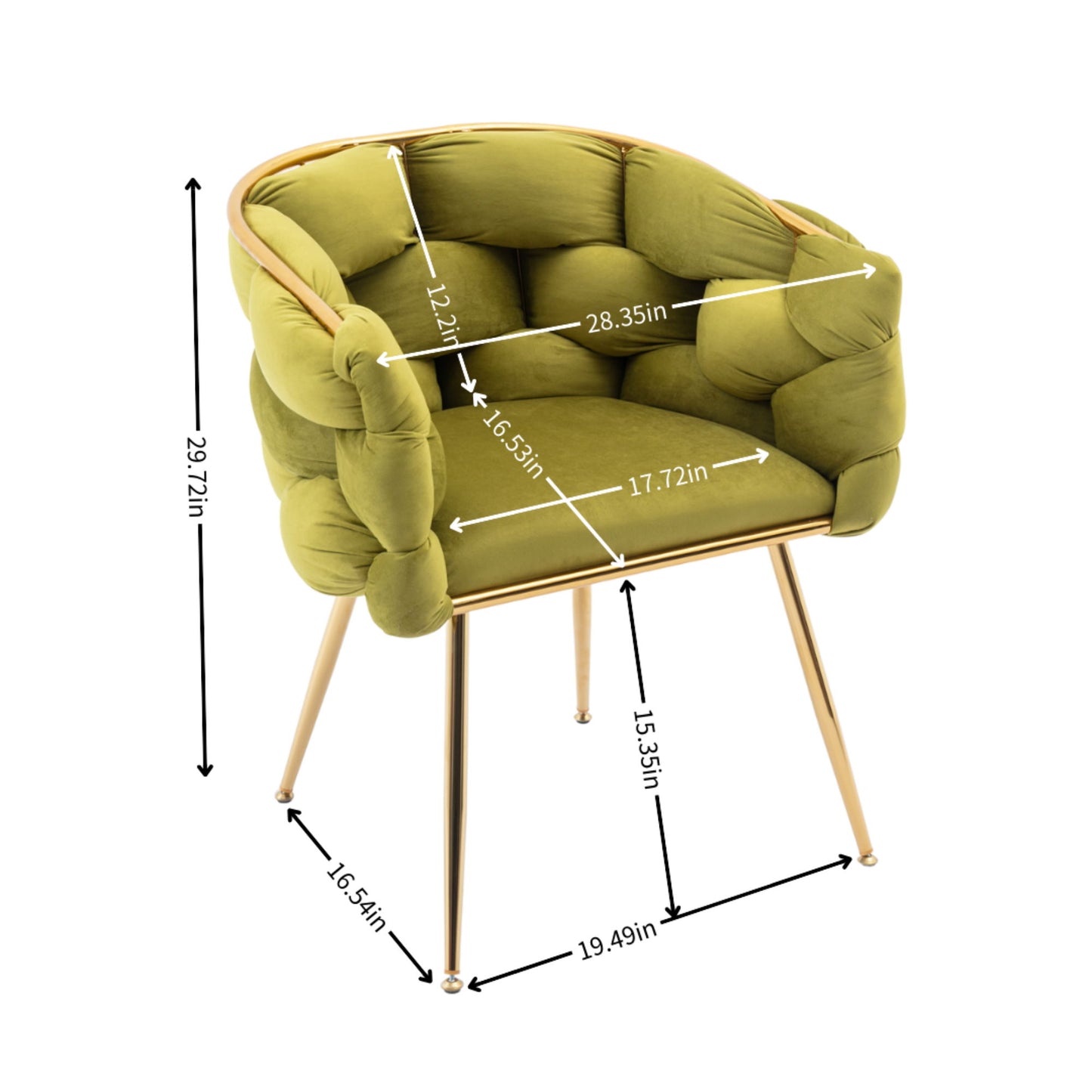 Luxury Modern Simple Leisure Velvet Single Sofa Chair Bedroom Lazy Person Household Dresser Stool Manicure Table Back Chair - Olive Green