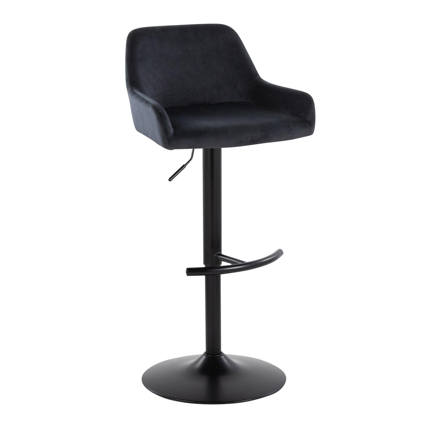 Daniella - Contemporary Adjustable Barstool With Swivel With Rounded T Footrest (Set of 2) - Black
