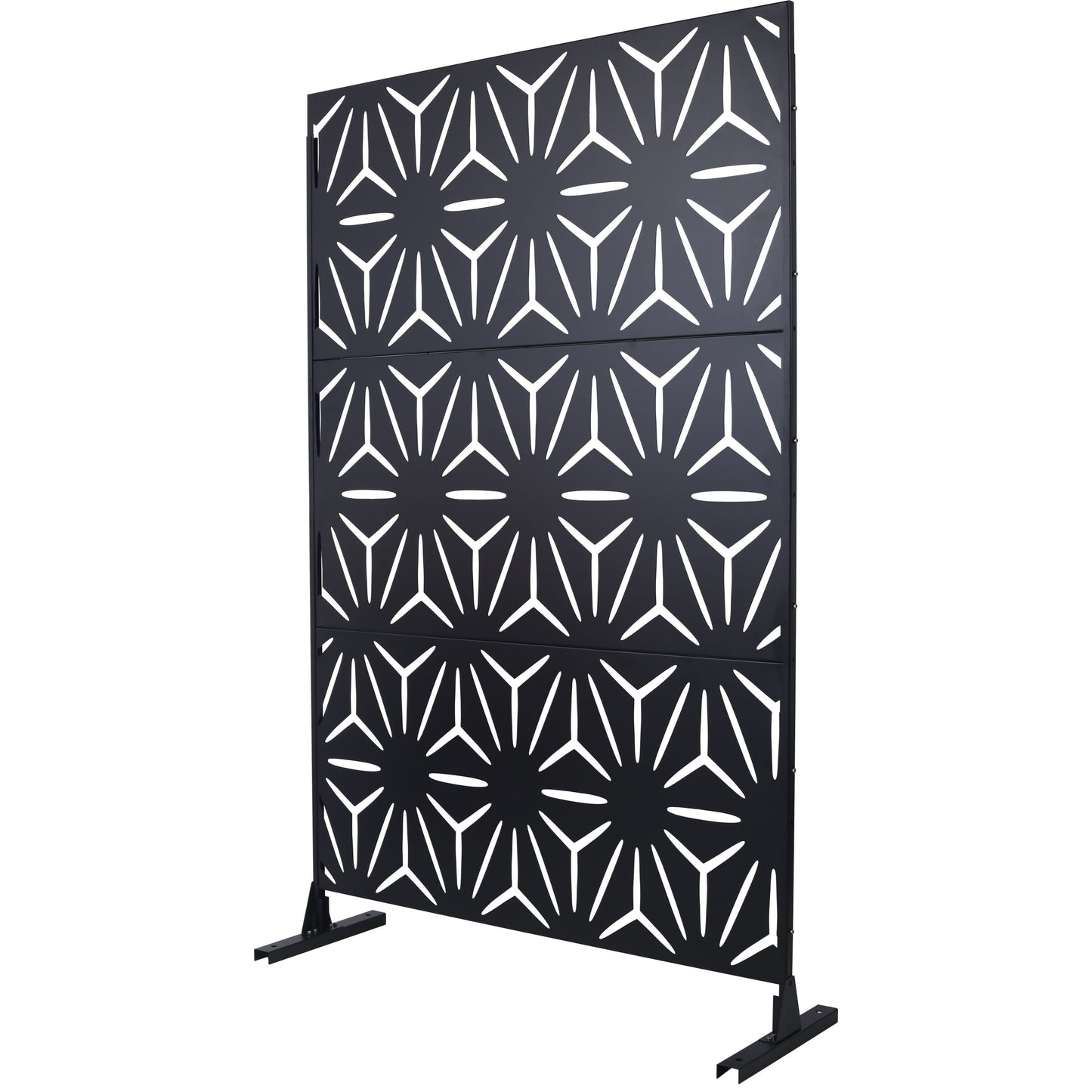 Outdoor & Indoor Privacy Screen, Metal Privacy Screen, Freestanding Decorative Privacy Screen For Deck Balcony Patio - Black