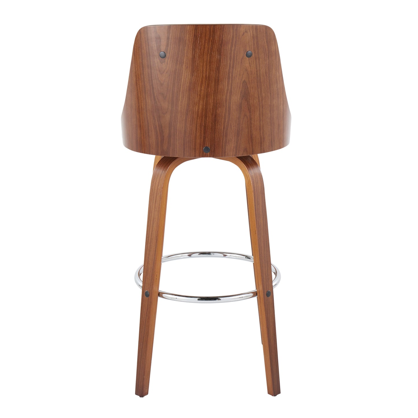 Gianna - Mid-Century Modern Fixed Height Barstool With Swivel With Round Footrest (Set of 2) - Walnut / White