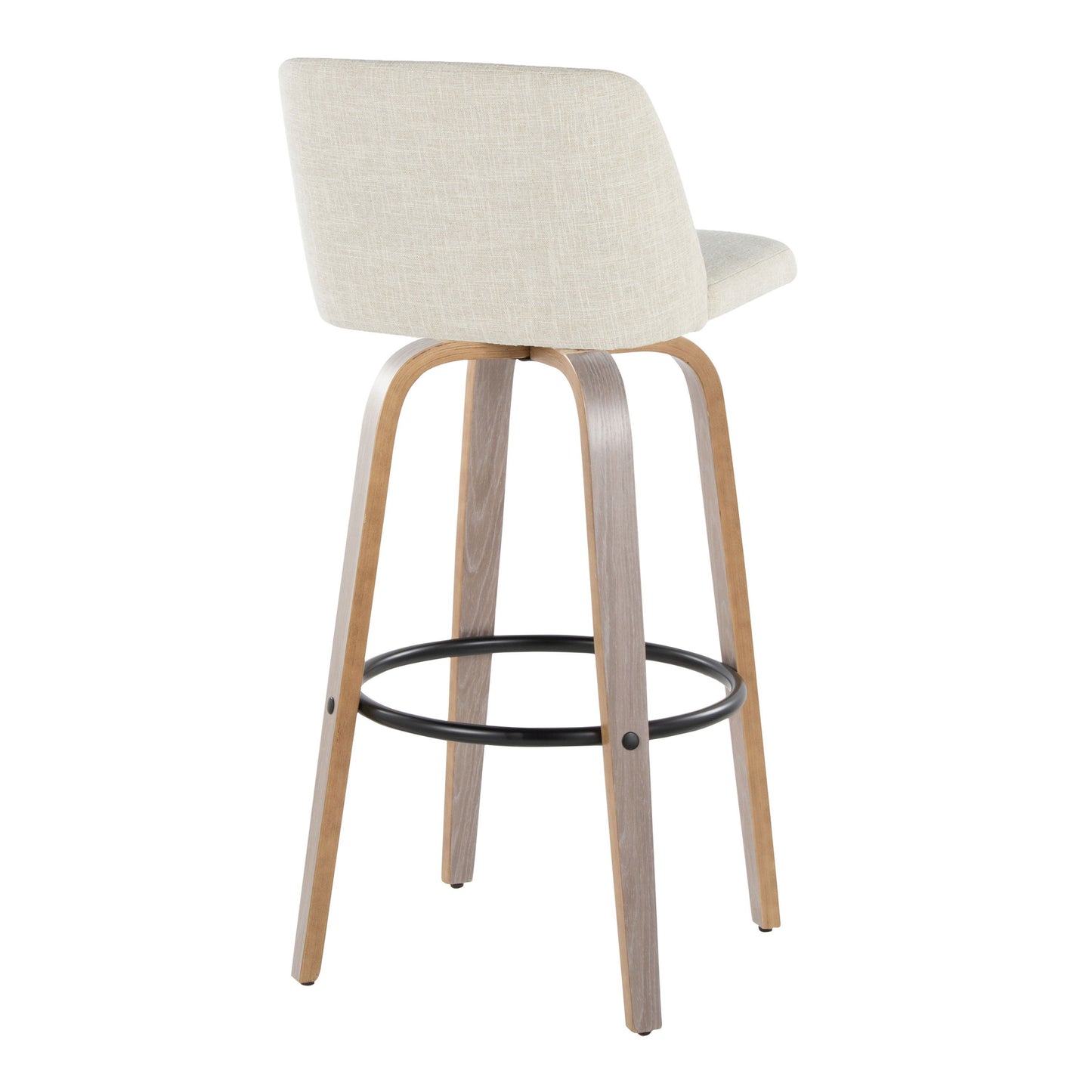 Toriano - Contemporary Fixed Height Barstool & Swivel With Round Footrest (Set of 2) - Light Gray / Cream