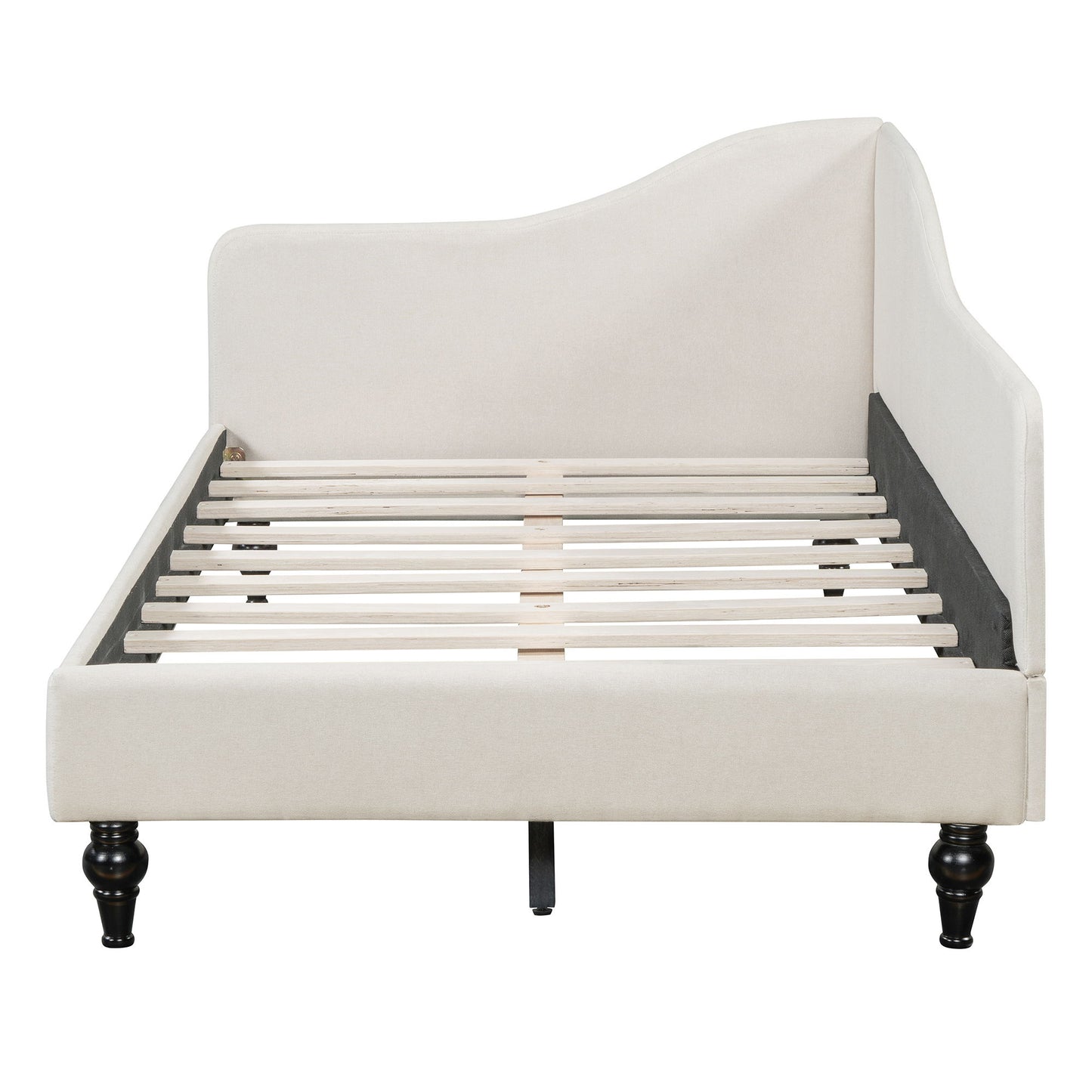 Twin Size Modern L Shaped Linen Daybed With Legs - Beige