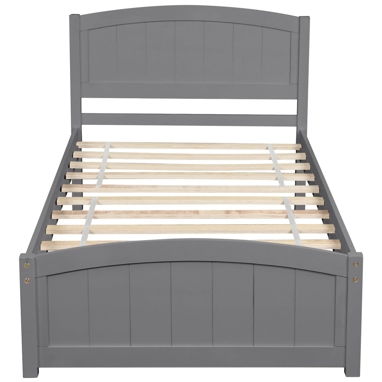 Twin Platform Bed With Headboard, Footboard And Slat Support - Gray