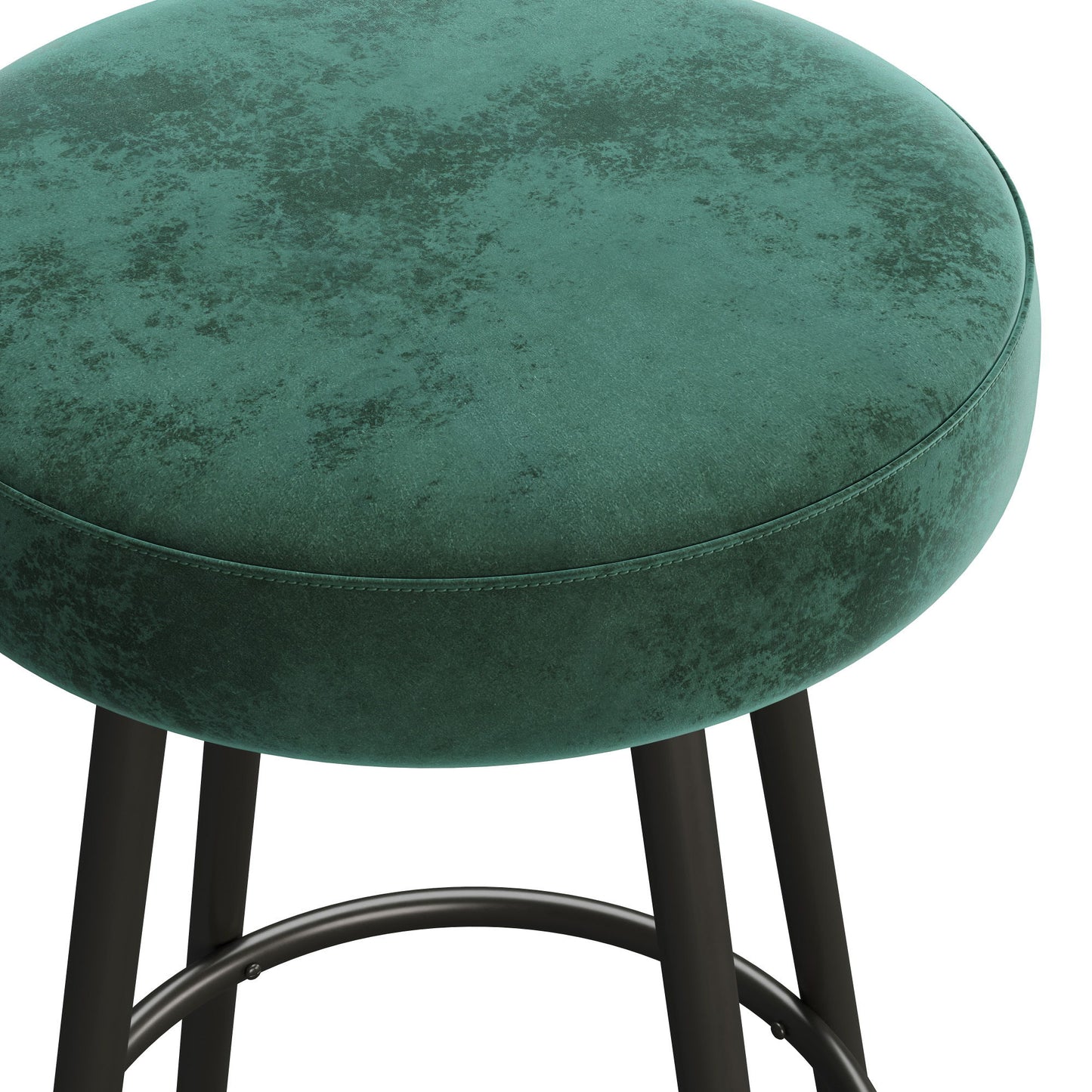 Modern Glam Upholstered Faux Velvet Bar Stool - Emerald
