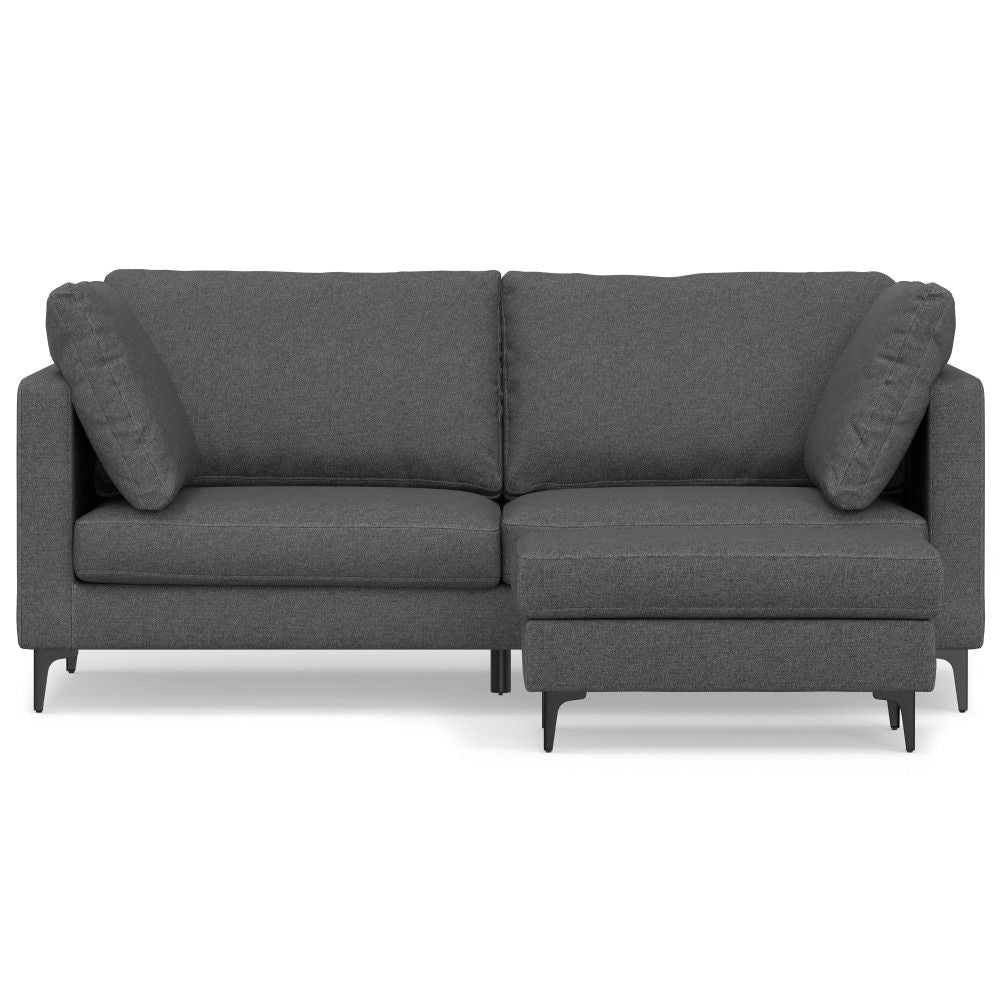 Ava - Mid Century Sofa With Ottoman Set, Upholstered - Dark Gray