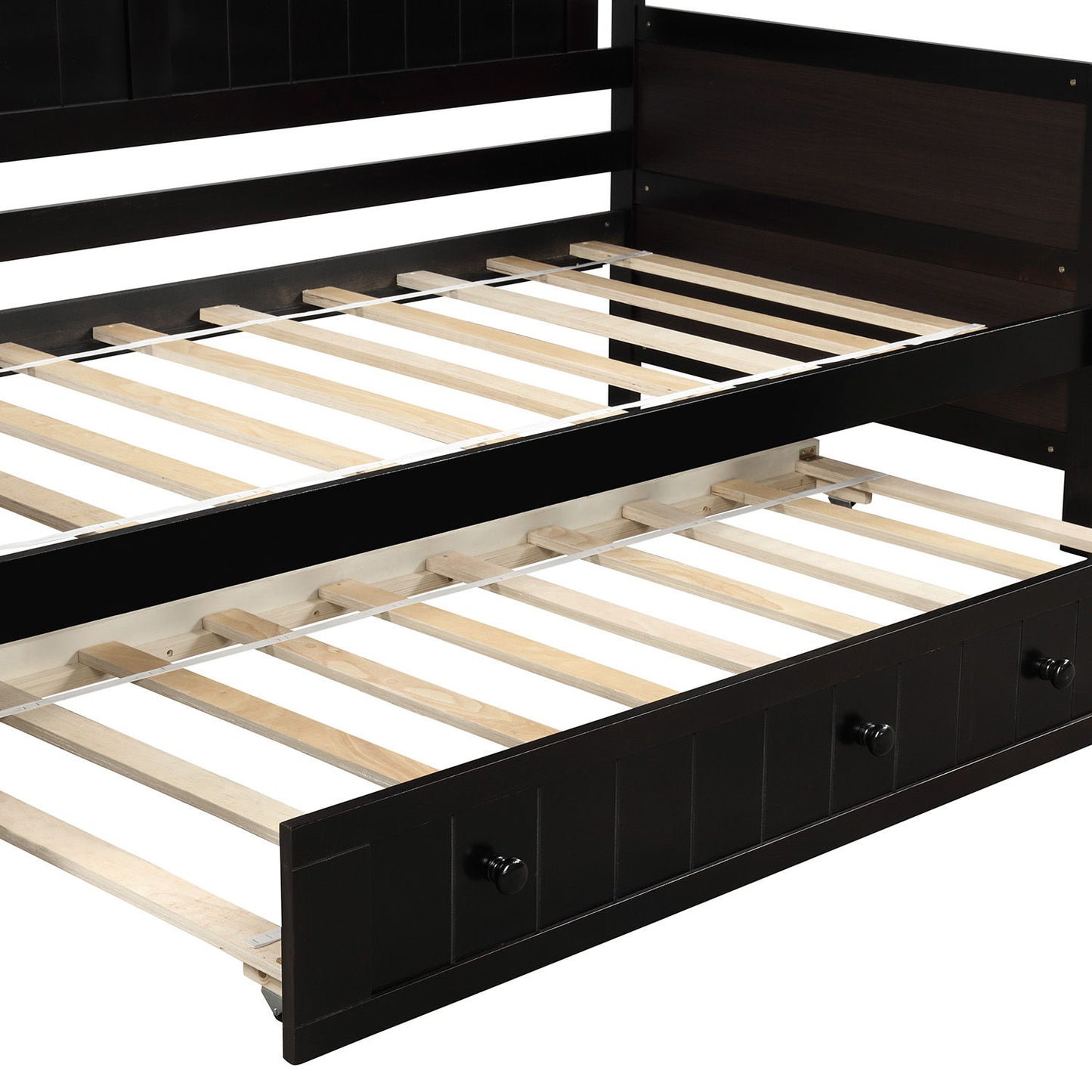 Twin Daybed With Trundle , Sofa Bed For Bedroom Living Room - Espresso