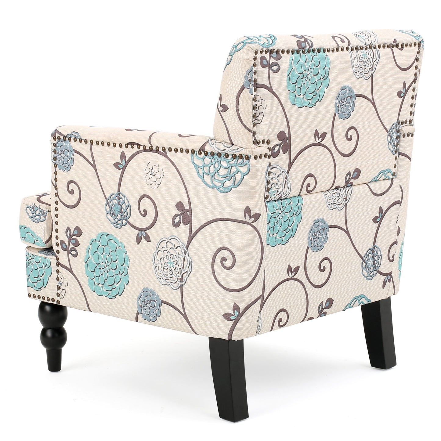 Vitality - Club Chair With Button Tufted Diamond Stitching And Turned Legs - Blue / White