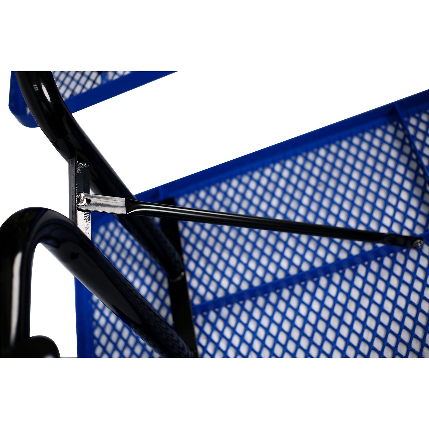 Rectangular Outdoor Steel Picnic Table With Umbrella Pole - Blue