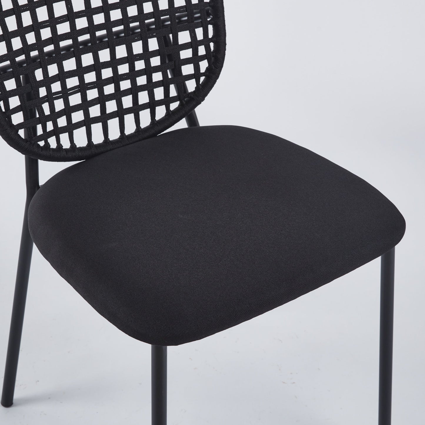 Sennit Chair, Dining Chair, Coffee Chair (Set of 4)- Black