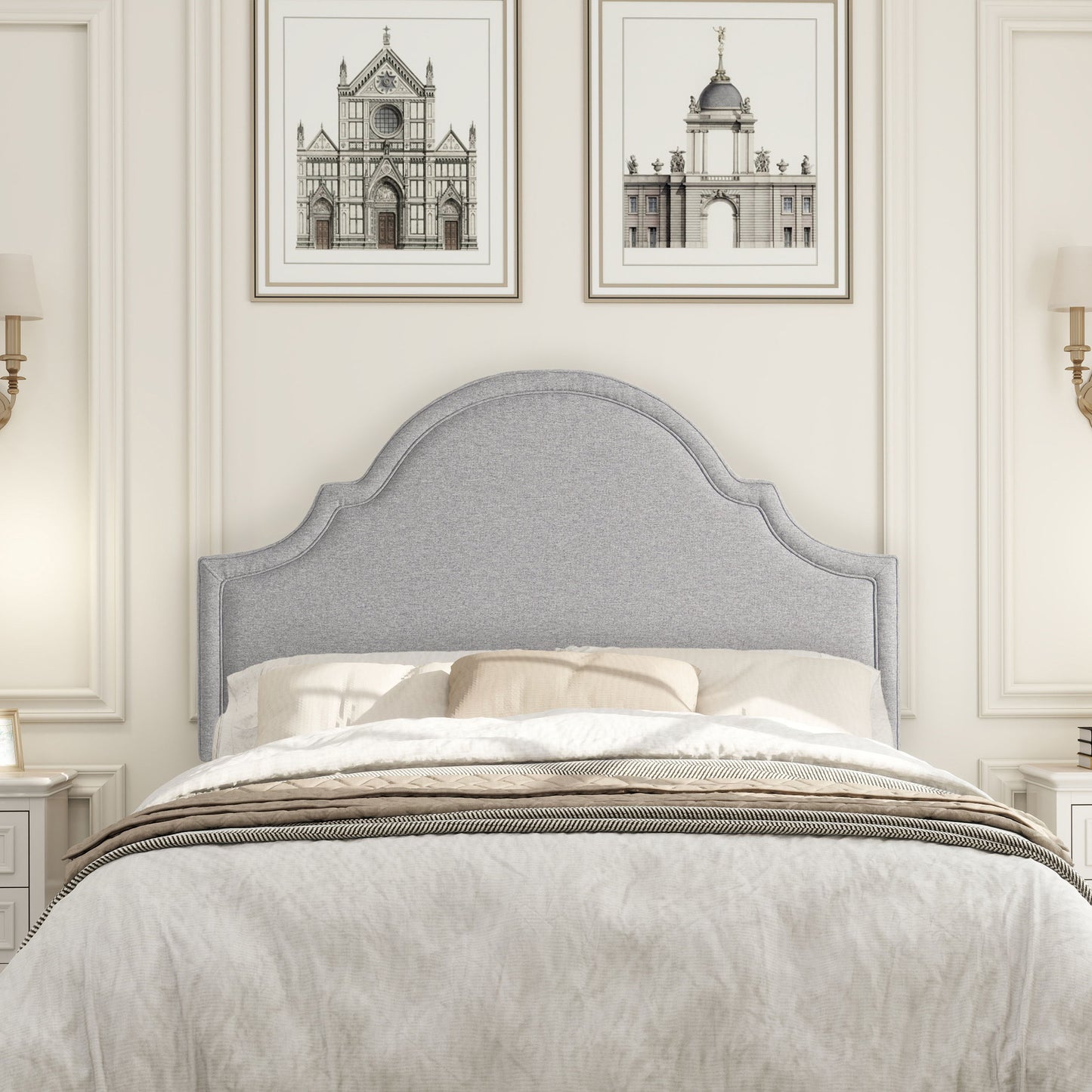 Catherine - Queen Upholstered Headboard - Light Gray
