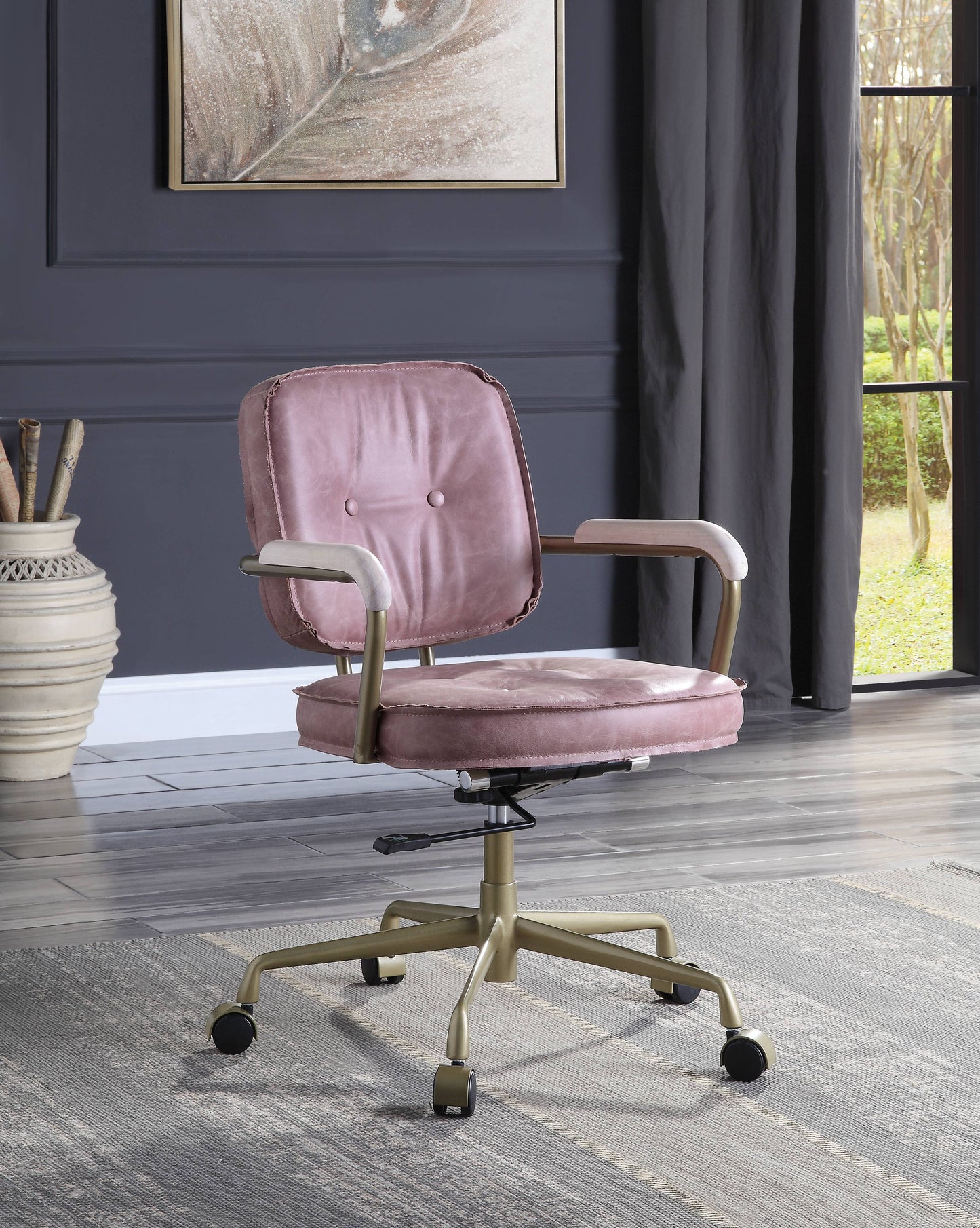 Siecross - Top Grain Leather Office Chair - Pink