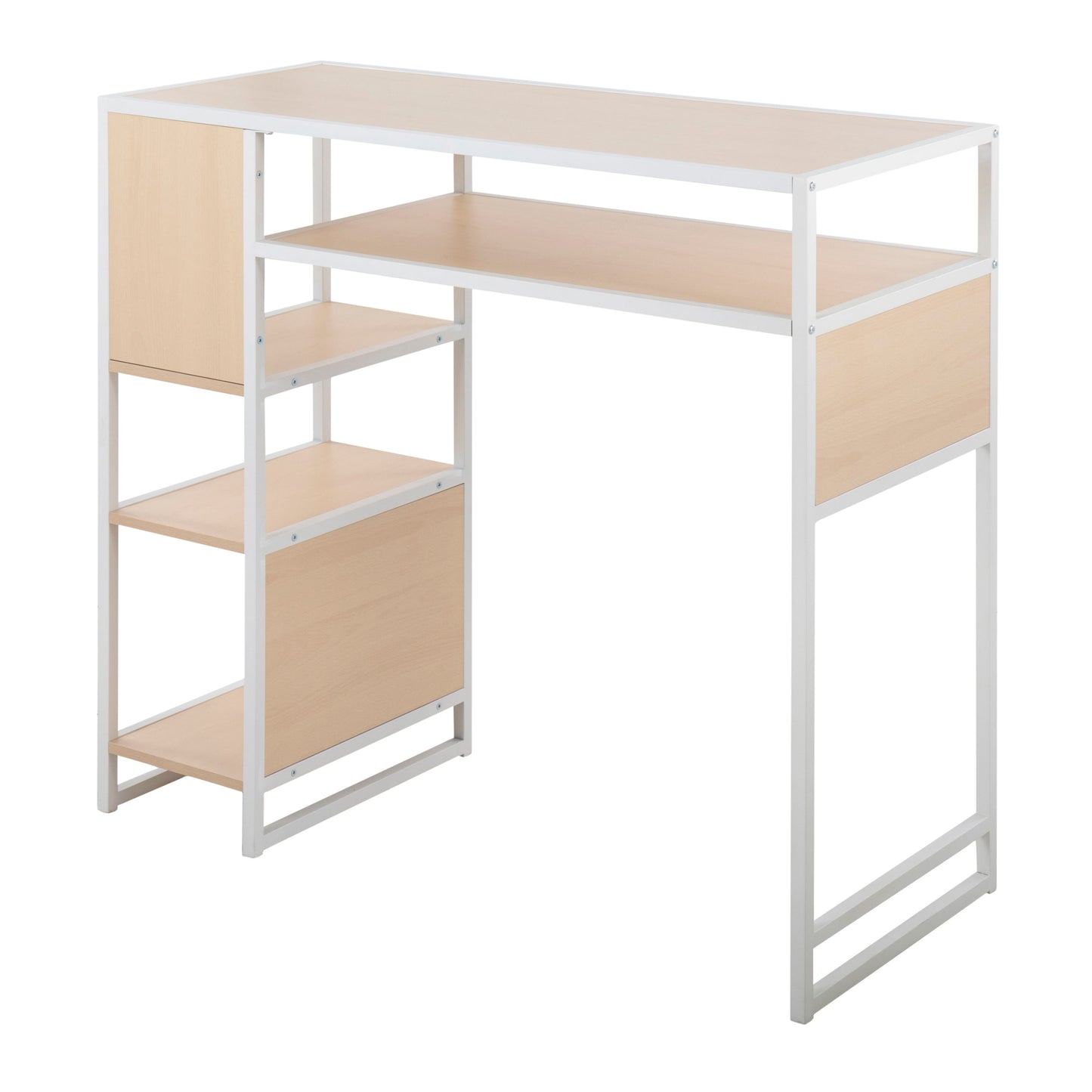 Display Farmhouse Bar Height Table With Storage Space - White / Natural