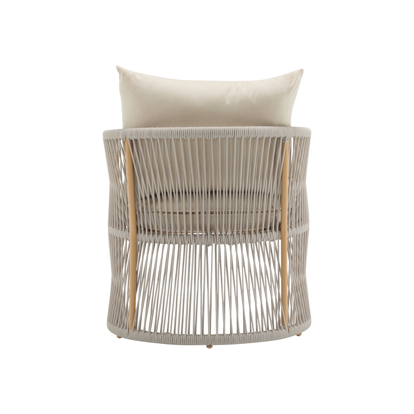 Modern Lounge Chair With Curved Aluminum Frame, Rope Weave Design, And Cushioned Comfort For Outdoor Living - Beige / Natural