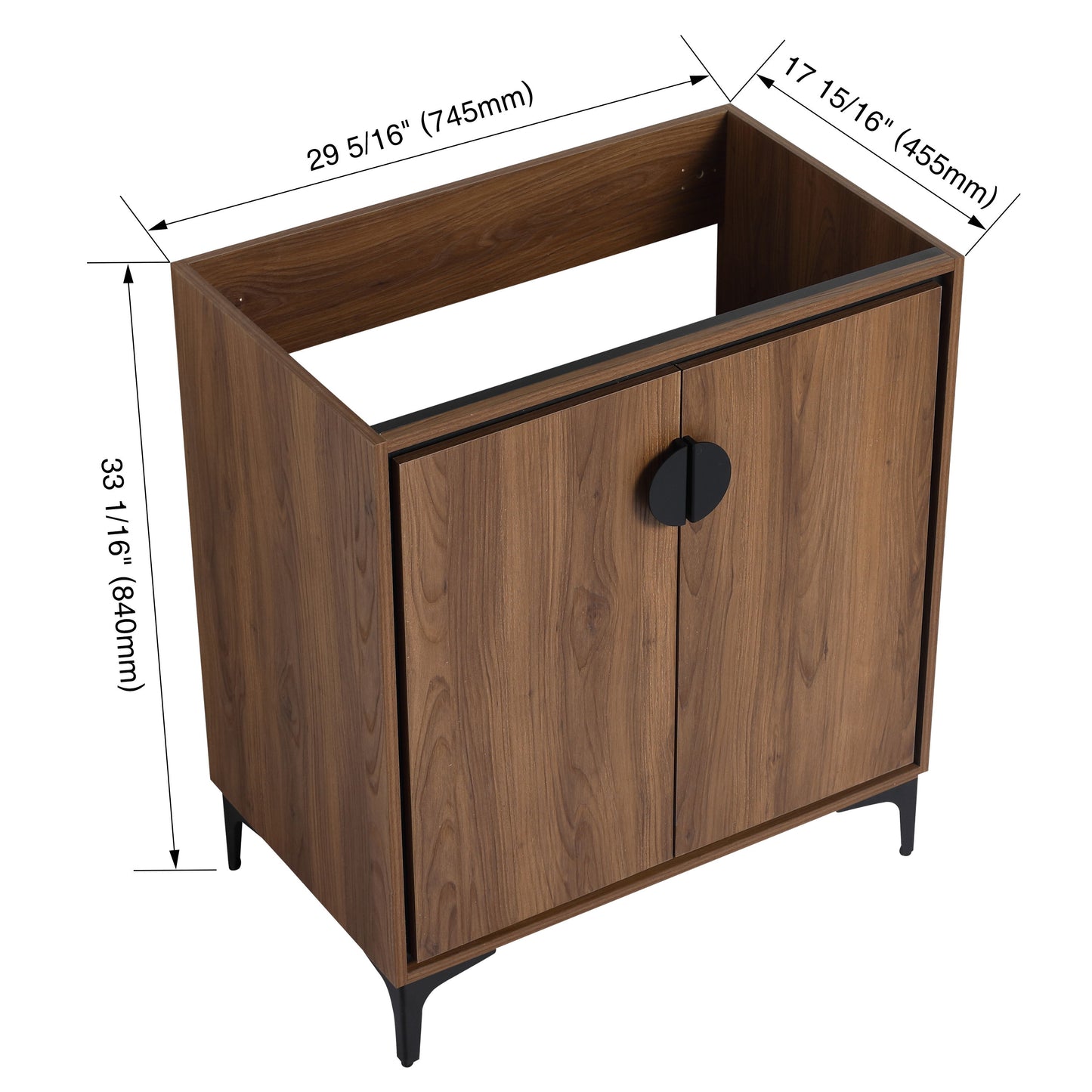 30" Bathroom Vanity Freestanding Cabinet With 2 Doors - Brown