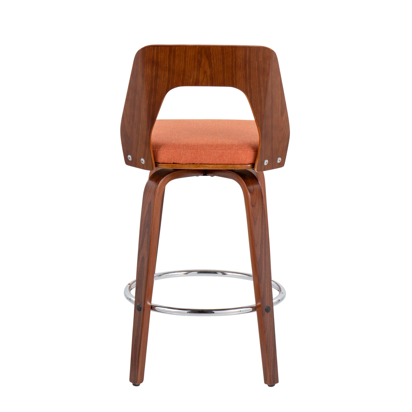 Trilogy - Mid-Century Modern Counter Stool (Set of 2) - Walnut / Orange