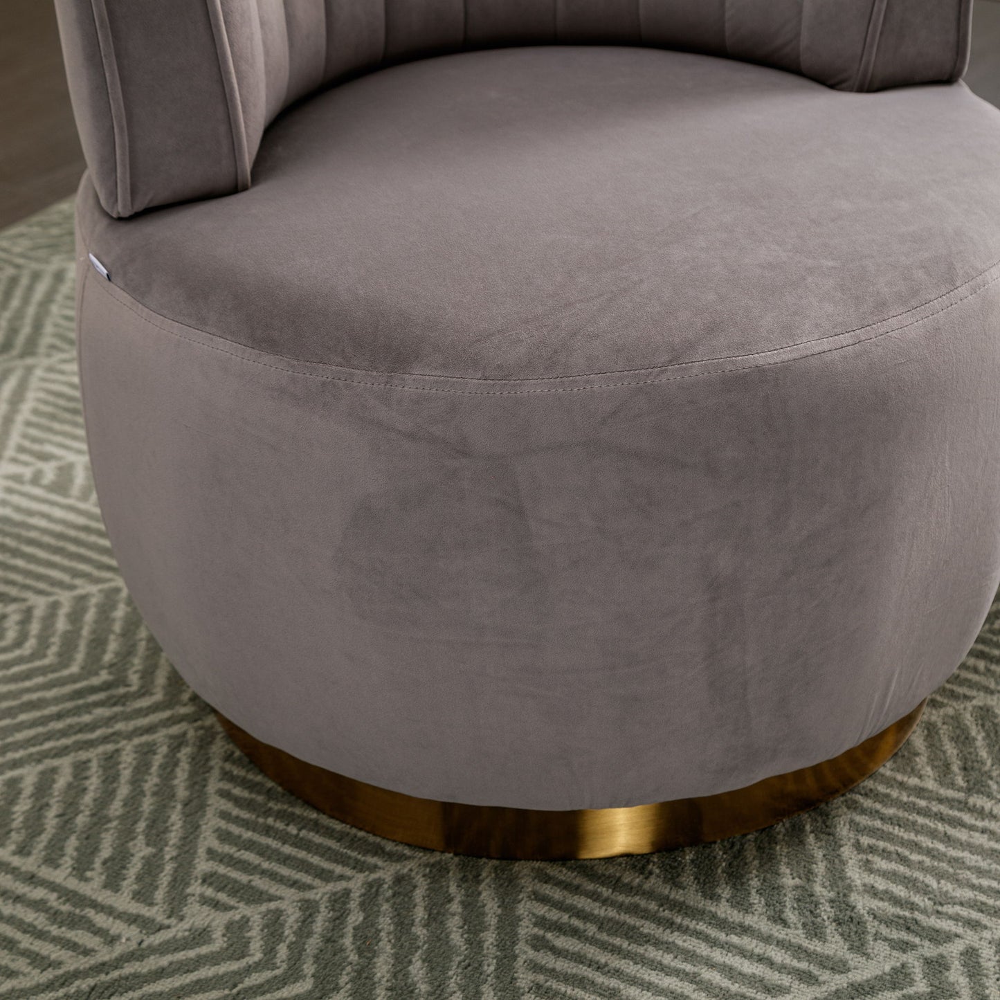 Swivel Barrel Chair, Round Armchairs With Fluffy, 360 Degree Swivel - Gray