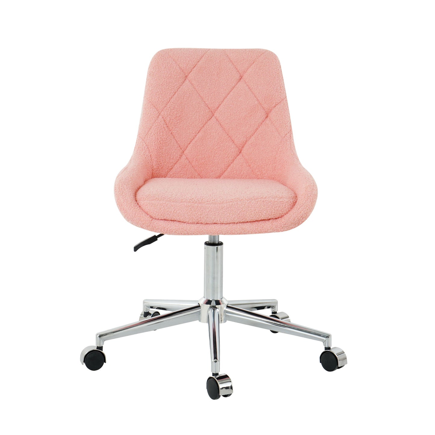 Modern Teddy Velvet Fabric Dining Chair With Golden Electroplated Legs, Soft And Comfortable, Adjustable And Space Saving - Pink