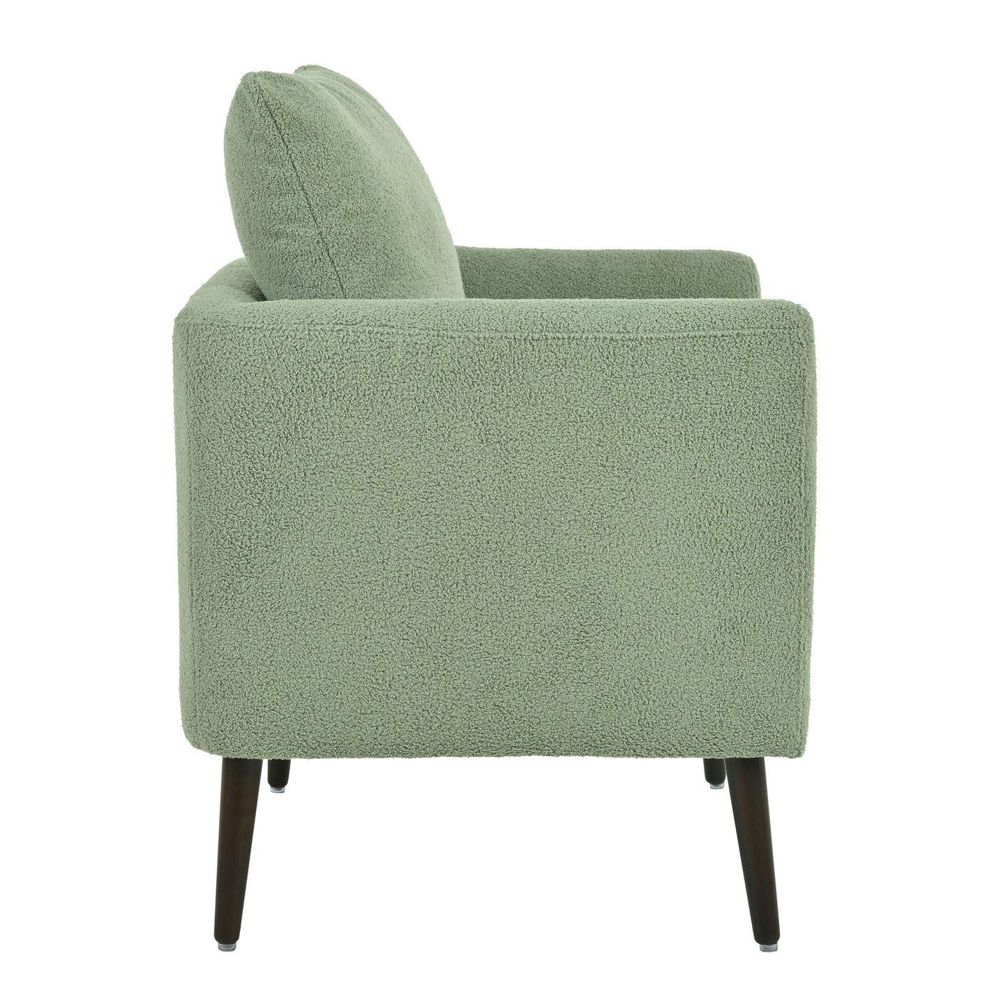 Modern Accent Chair, Upholstered Armchair For Living Room, Mid Century Fabric Lounge Chair With Pillow, Comfortable Reading Chair With Wood Legs For Living Room, Reception Room - Light Green