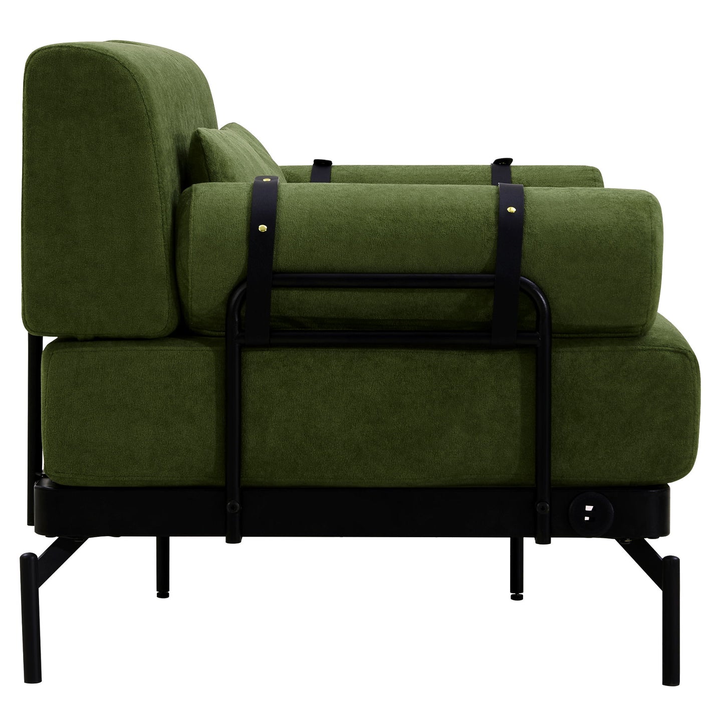 Modern Loveseat Sofa 2 Seater With USB Ports, Cylindrical Armrests - Green