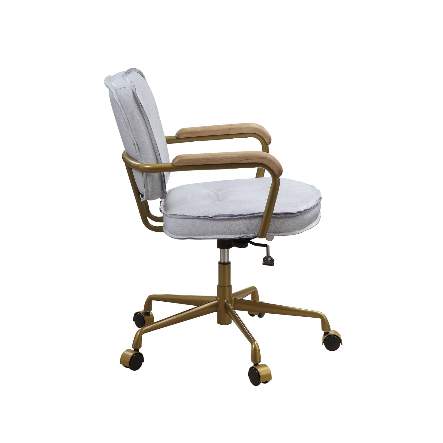Siecross - Vintage Top Grain Leather Office Chair - Antique White / Gray