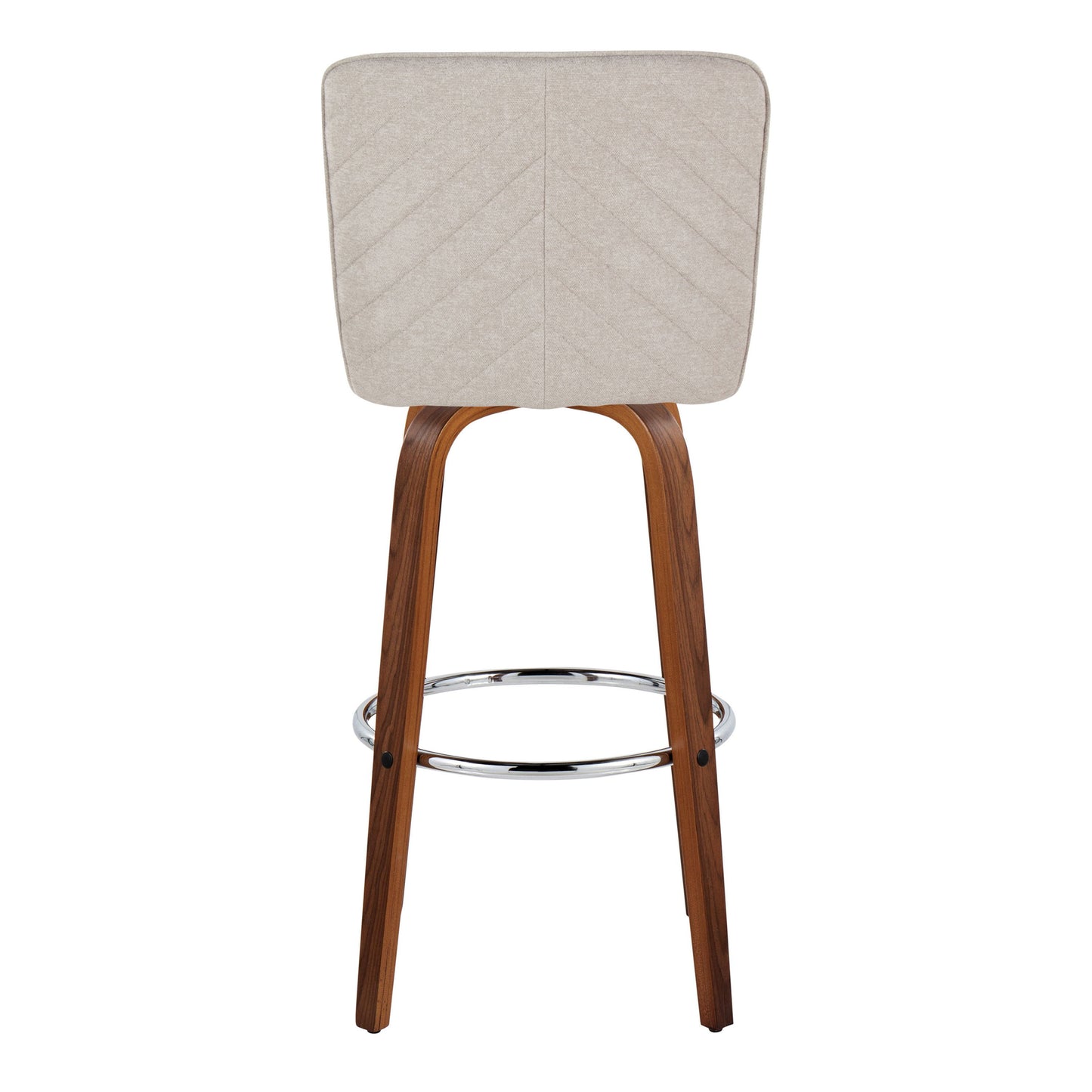 Henry - Contemporary Fixed Height Barstool With Swivel With Round Footrest (Set of 2) - Walnut / Beige