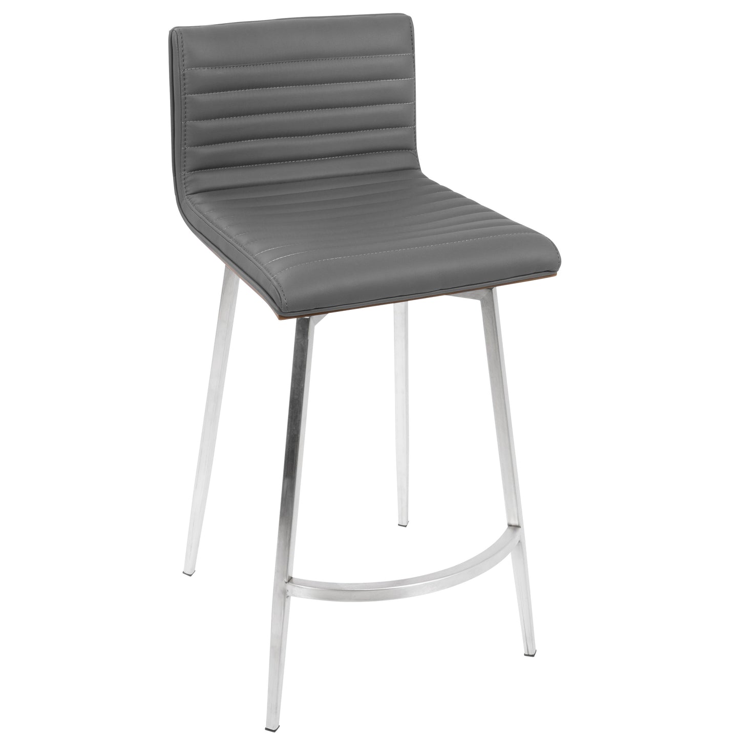 Mason - 3 Piece Swivel Mid-Century Modern Counter Height Dining Set With Adjustable Table - Chrome / Brown / Gray